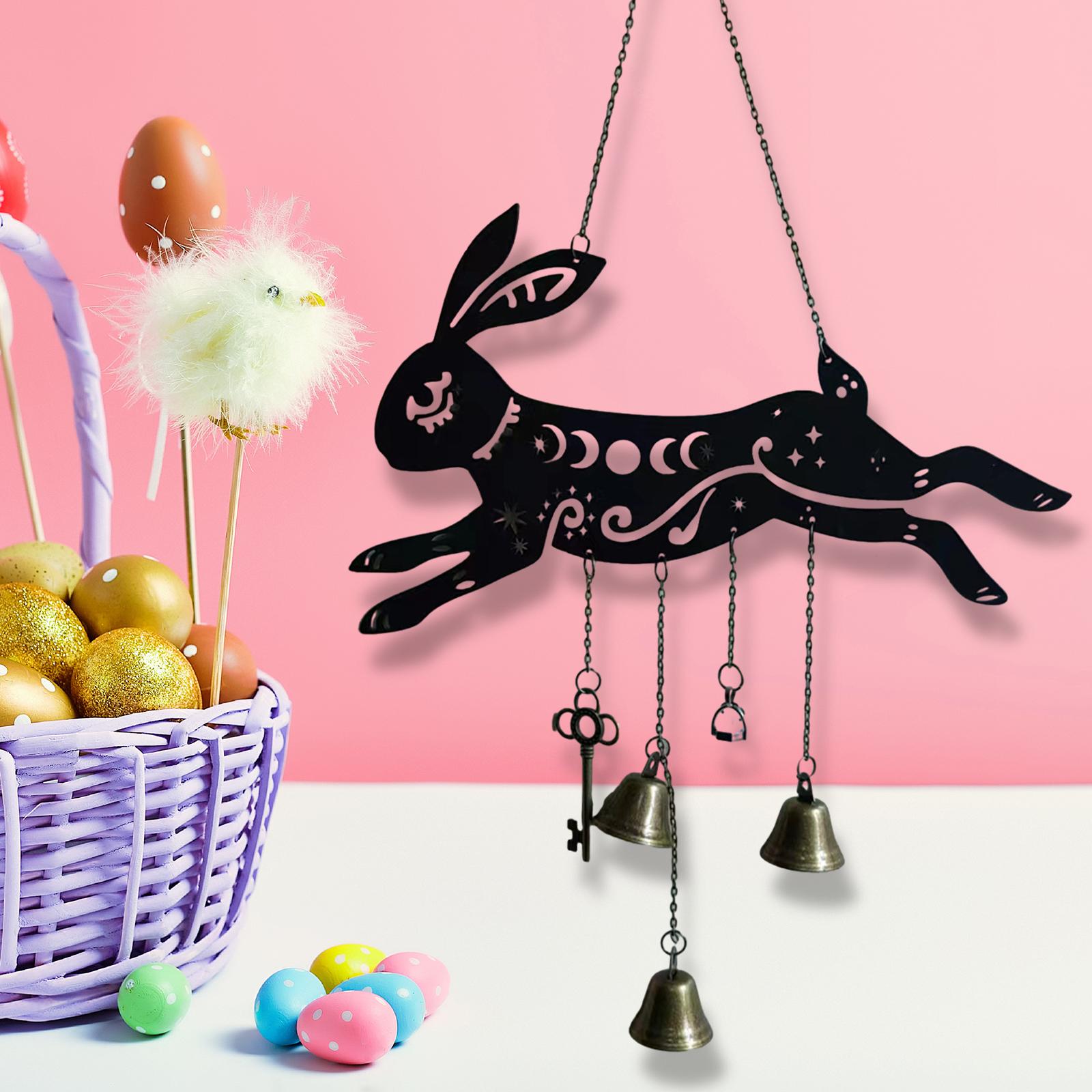 Metal Wind Chime Easter Pendant Gift Party Supplies Decorations Hanging Bell Rabbit