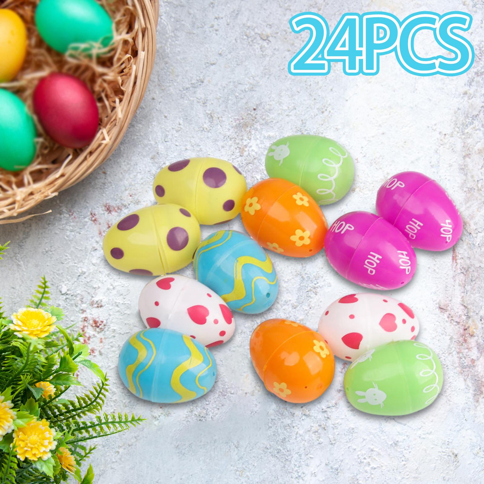 24Pcs Empty Easter Eggs Easter Basket Stuffers for DIY Crafts Filling Treats