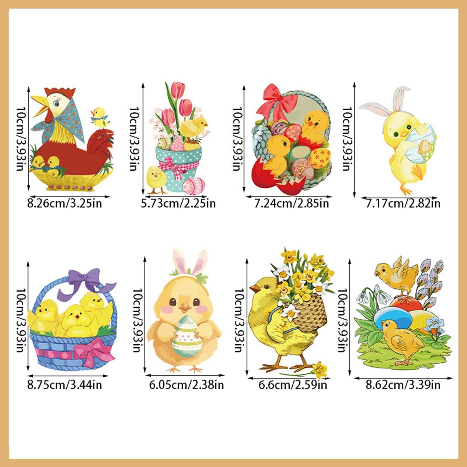 2x8Pcs Easter Decorations for The Home Hanging Ornaments for Wall Window Decor Style A