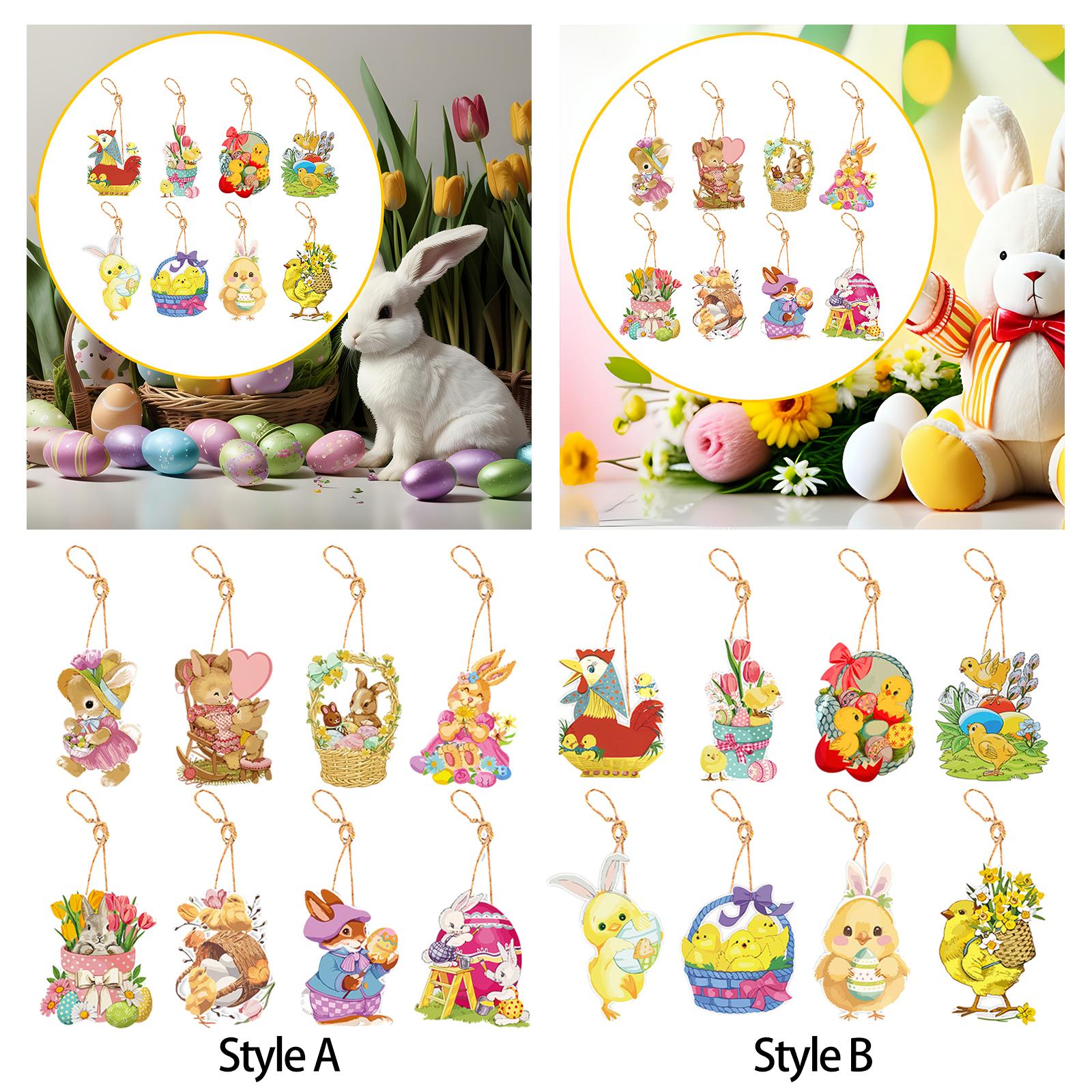 2x8Pcs Easter Decorations for The Home Hanging Ornaments for Wall Window Decor Style A