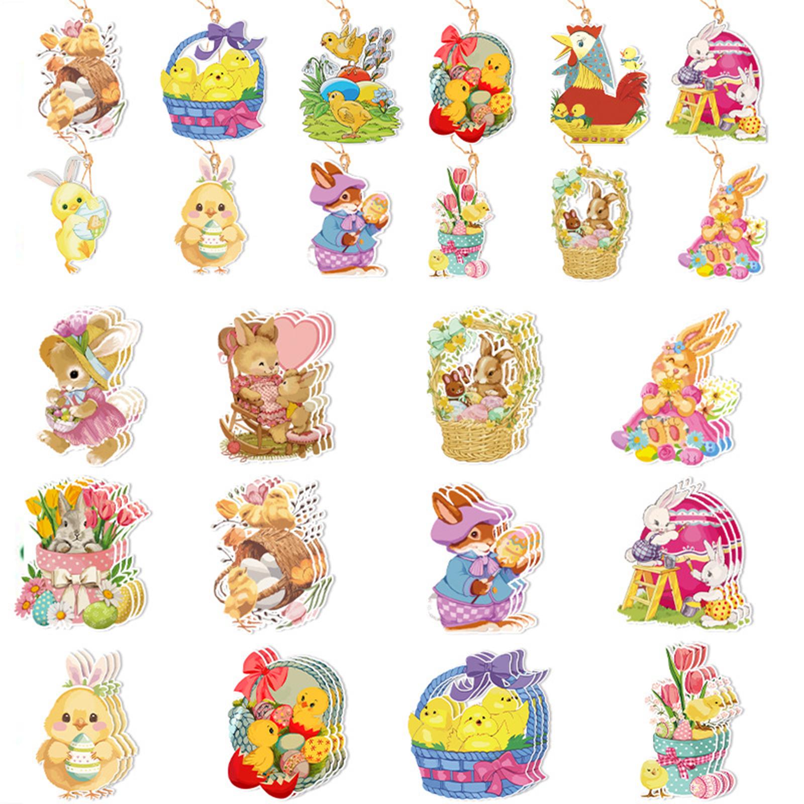 2x8Pcs Easter Decorations for The Home Hanging Ornaments for Wall Window Decor Style A