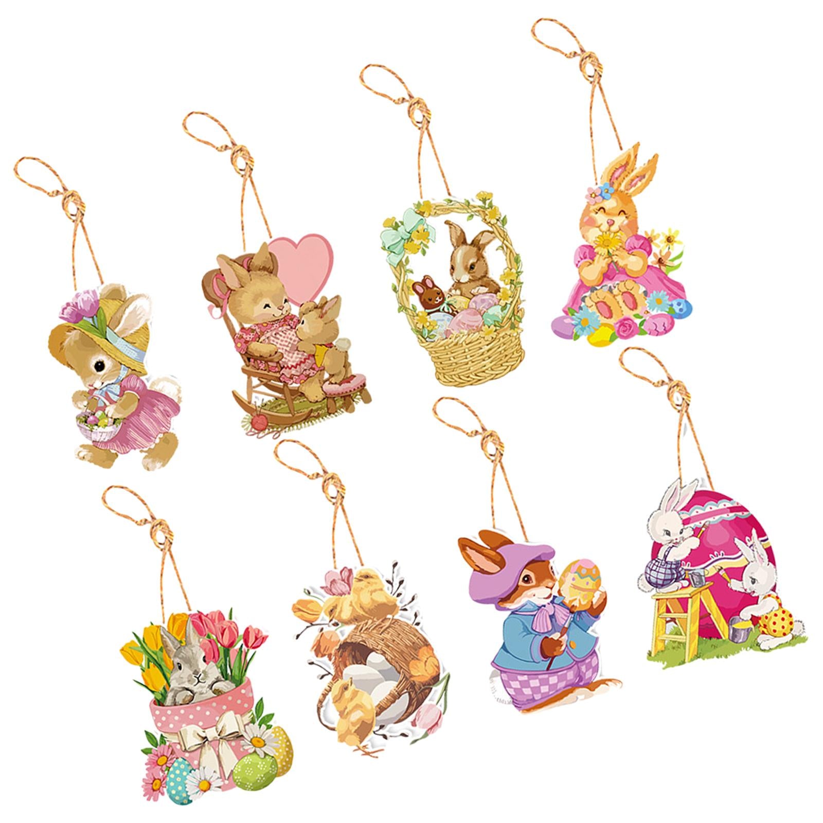 3x8Pcs Easter Decorations for The Home Hanging Ornaments for Wall Window Decor Style B