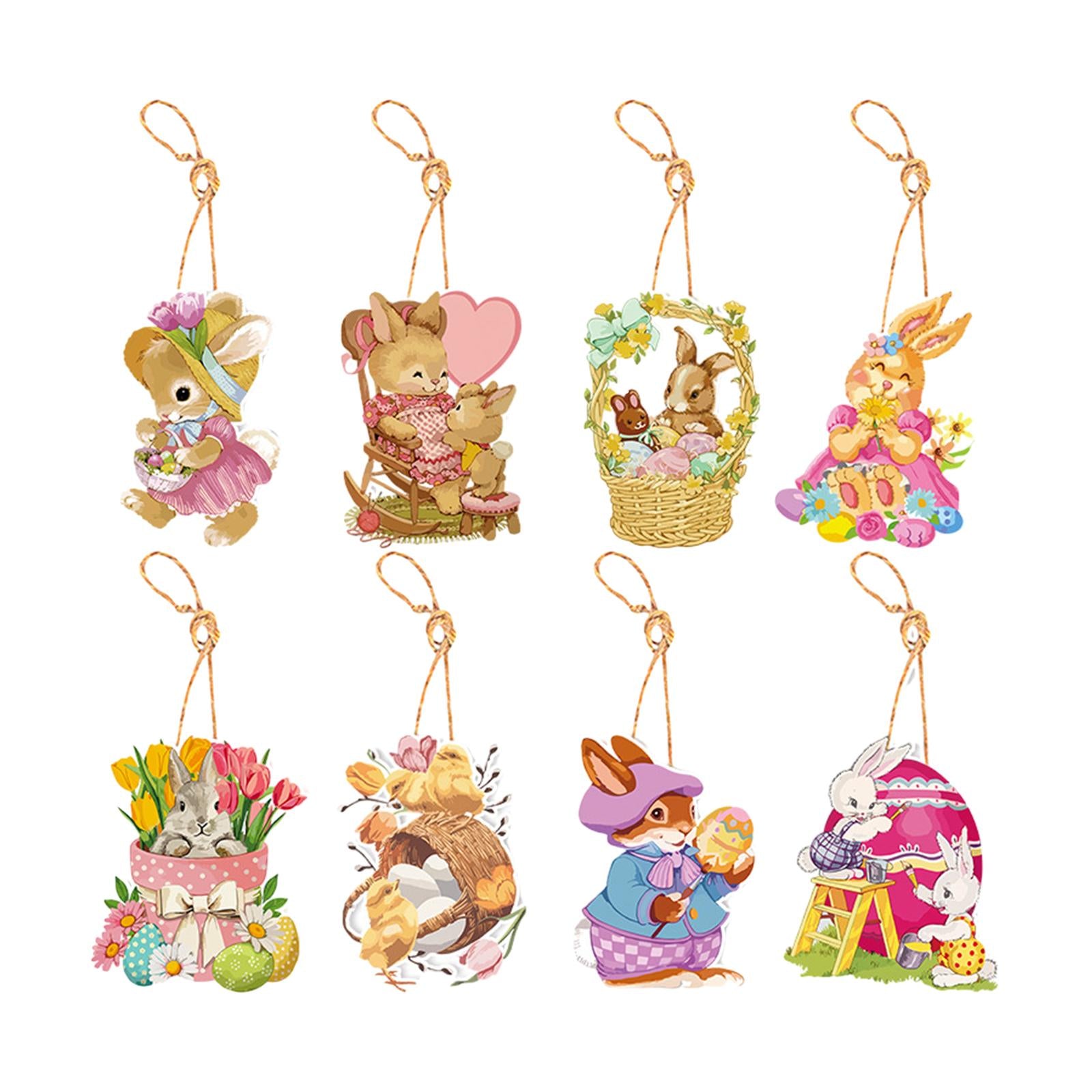 3x8Pcs Easter Decorations for The Home Hanging Ornaments for Wall Window Decor Style B