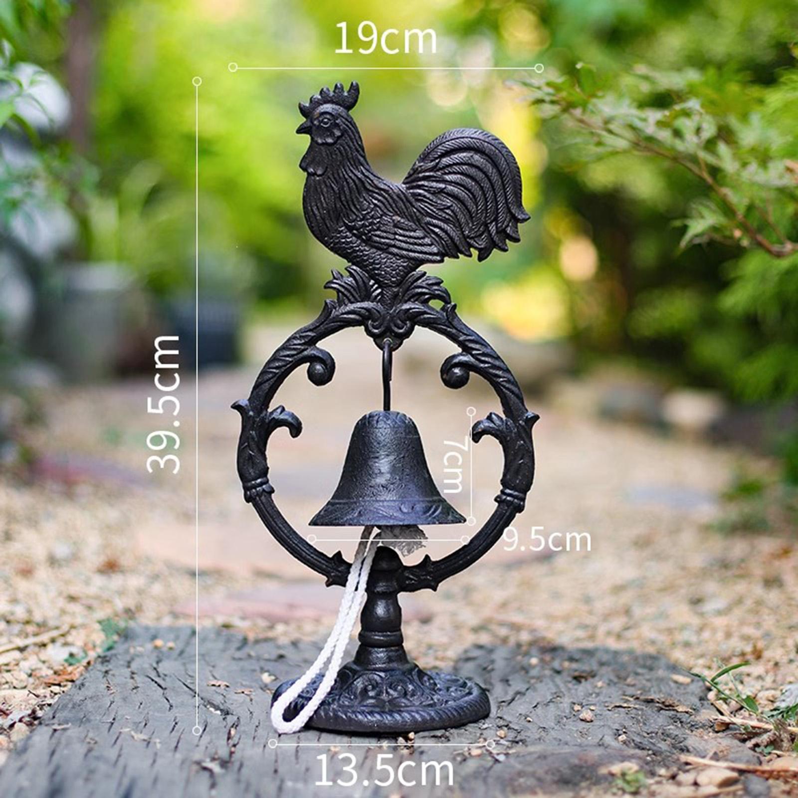 Tabletop Dinner Bell Garden Indoor Home Decor Yard Outside Rooster Bell
