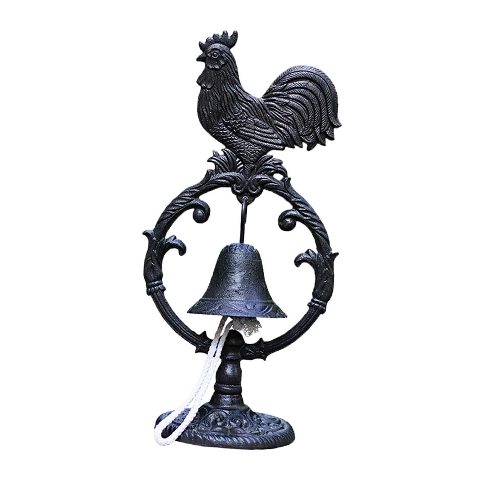 Tabletop Dinner Bell Garden Indoor Home Decor Yard Outside Rooster Bell