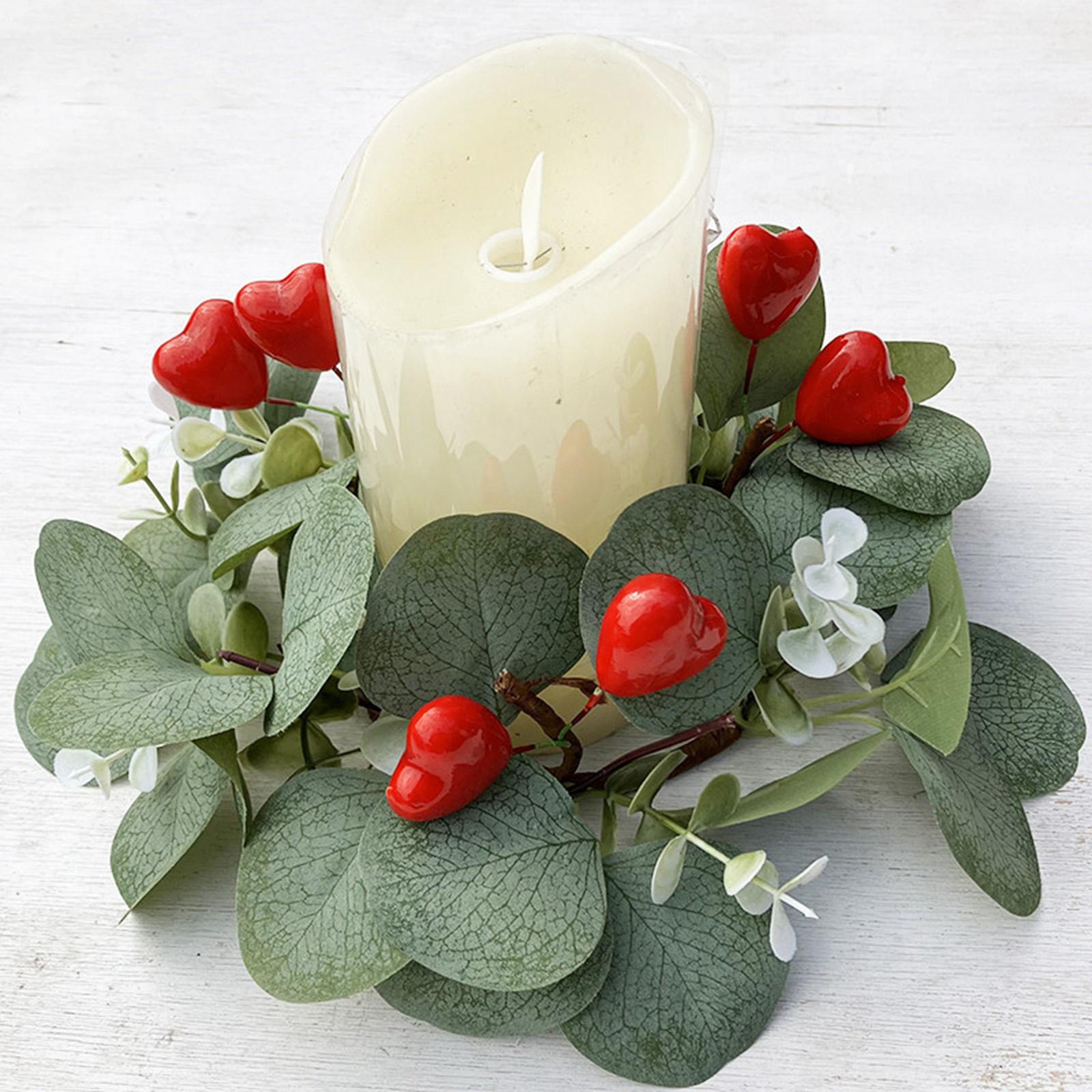 2xCandle Rings Garland Table Rustic Eucalyptus Wreath for Gift Banquet Wedding