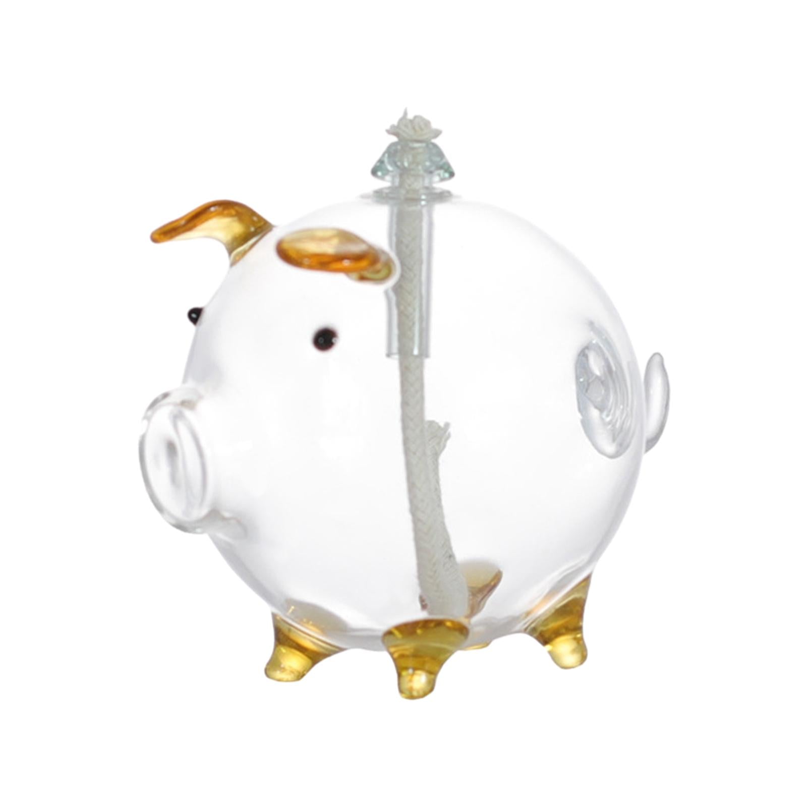 Cartoon Pig Glass Oil Lamp Party Oil Light for Home Decoration Desktop Decor Orange