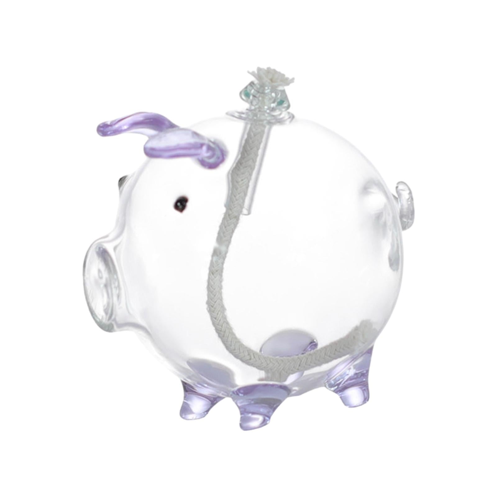 Cartoon Pig Glass Oil Lamp Party Oil Light for Home Decoration Desktop Decor Light Purple