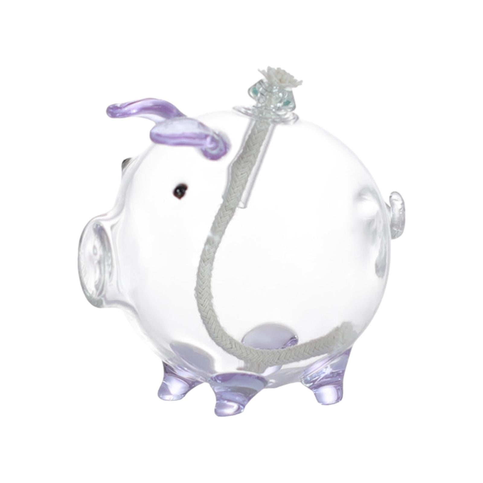 Cartoon Pig Glass Oil Lamp Party Oil Light for Home Decoration Desktop Decor Light Purple