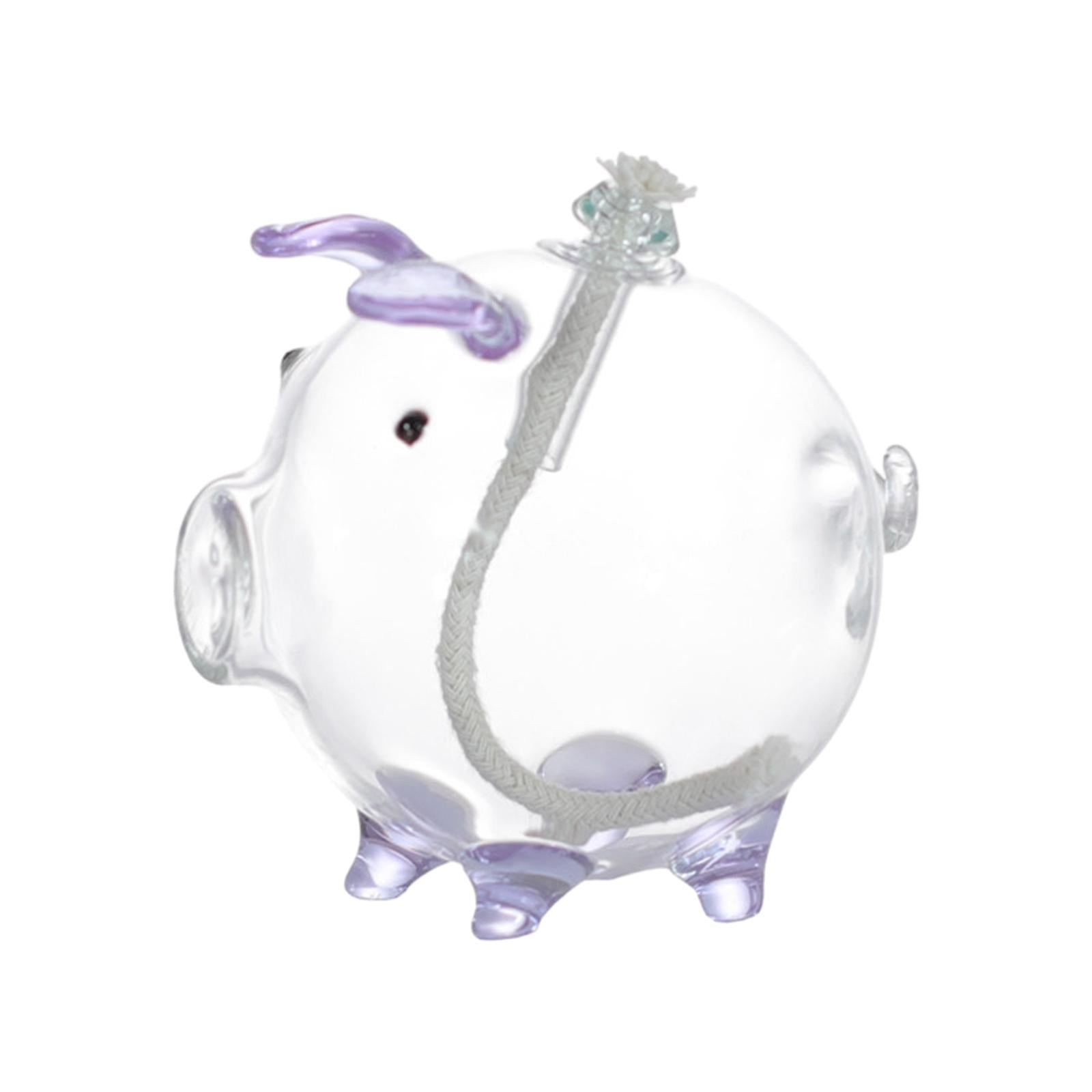 Cartoon Pig Glass Oil Lamp Party Oil Light for Home Decoration Desktop Decor Light Purple