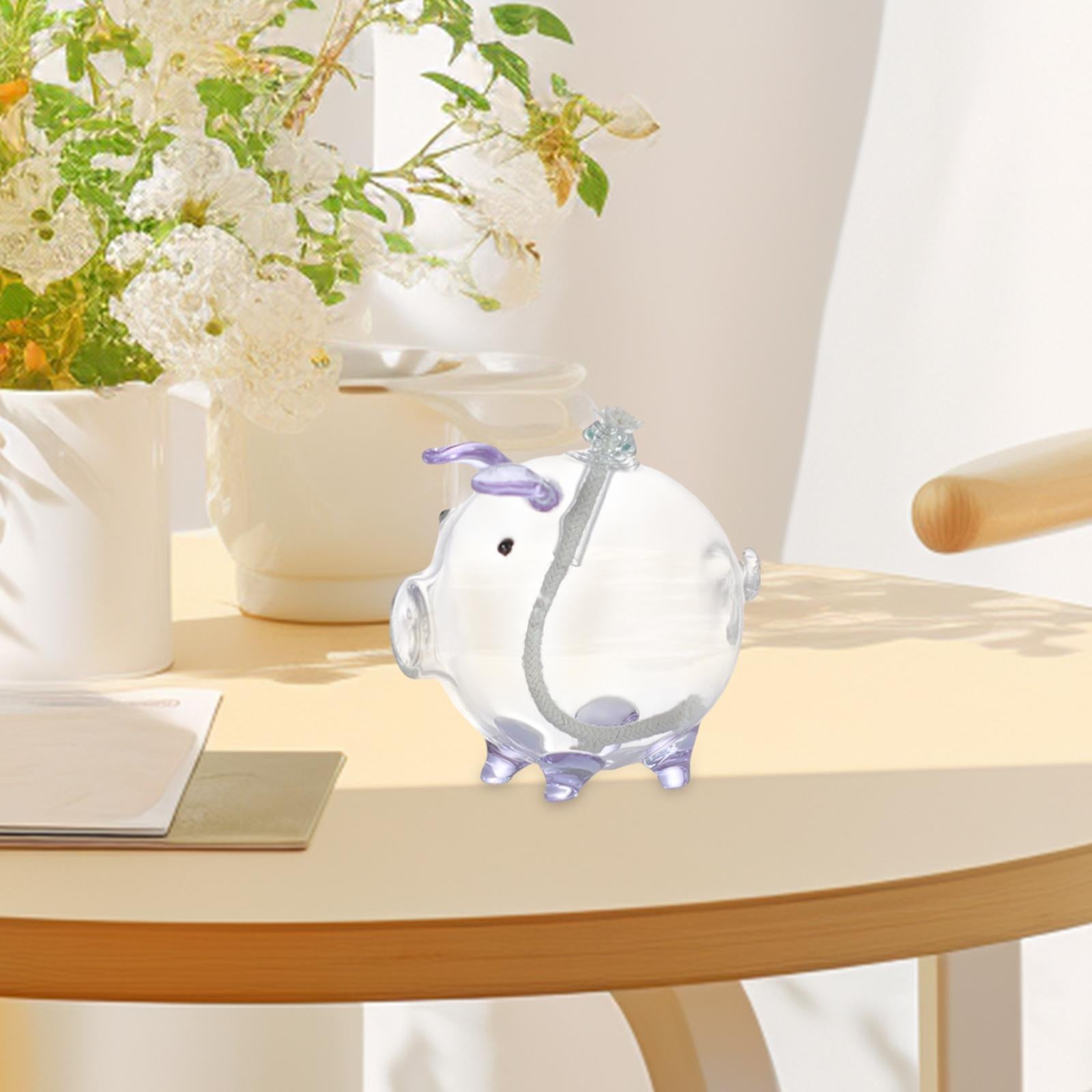 Cartoon Pig Glass Oil Lamp Party Oil Light for Home Decoration Desktop Decor Light Purple