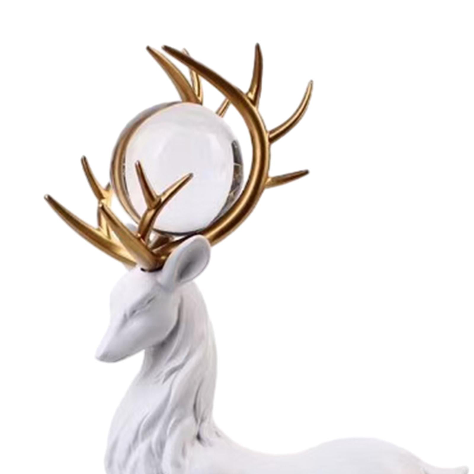 Reindeer Figurines Modern Ornaments Elk Sculpture for Desktop Office Cabinet White