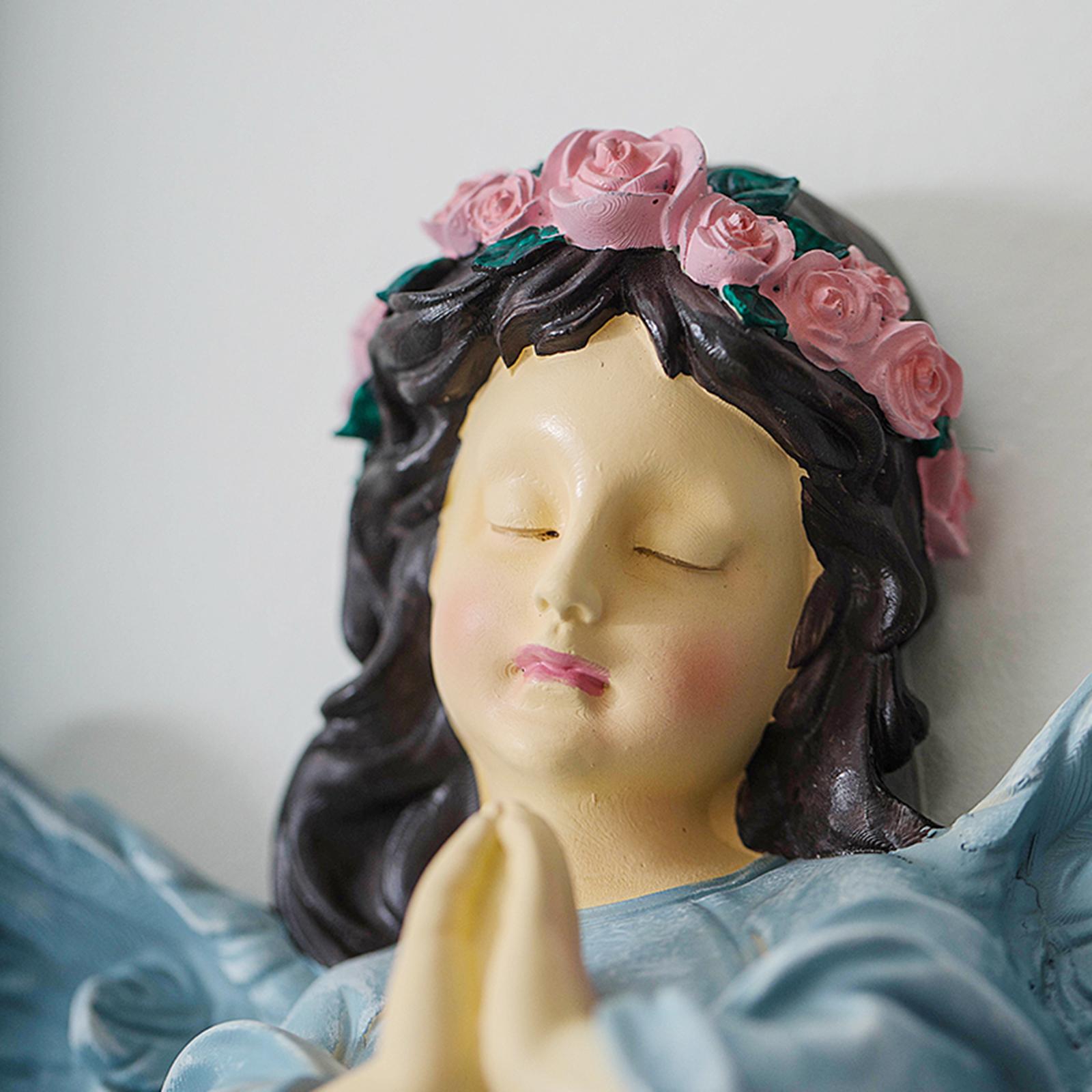 Angel Wall Sculpture Resin Cherub Statue for Sofa TV Background Home Bedroom Colorful