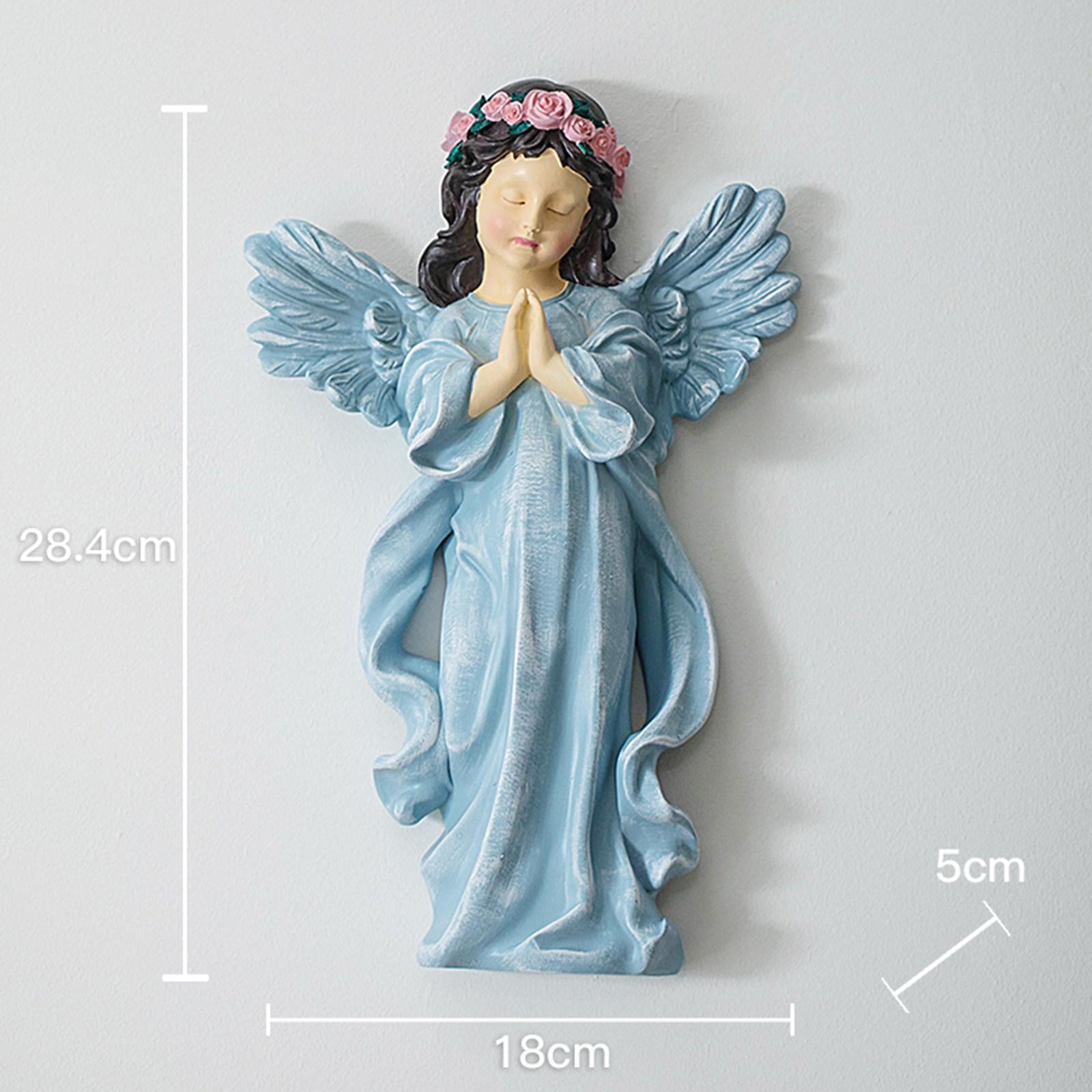 Angel Wall Sculpture Resin Cherub Statue for Sofa TV Background Home Bedroom Colorful