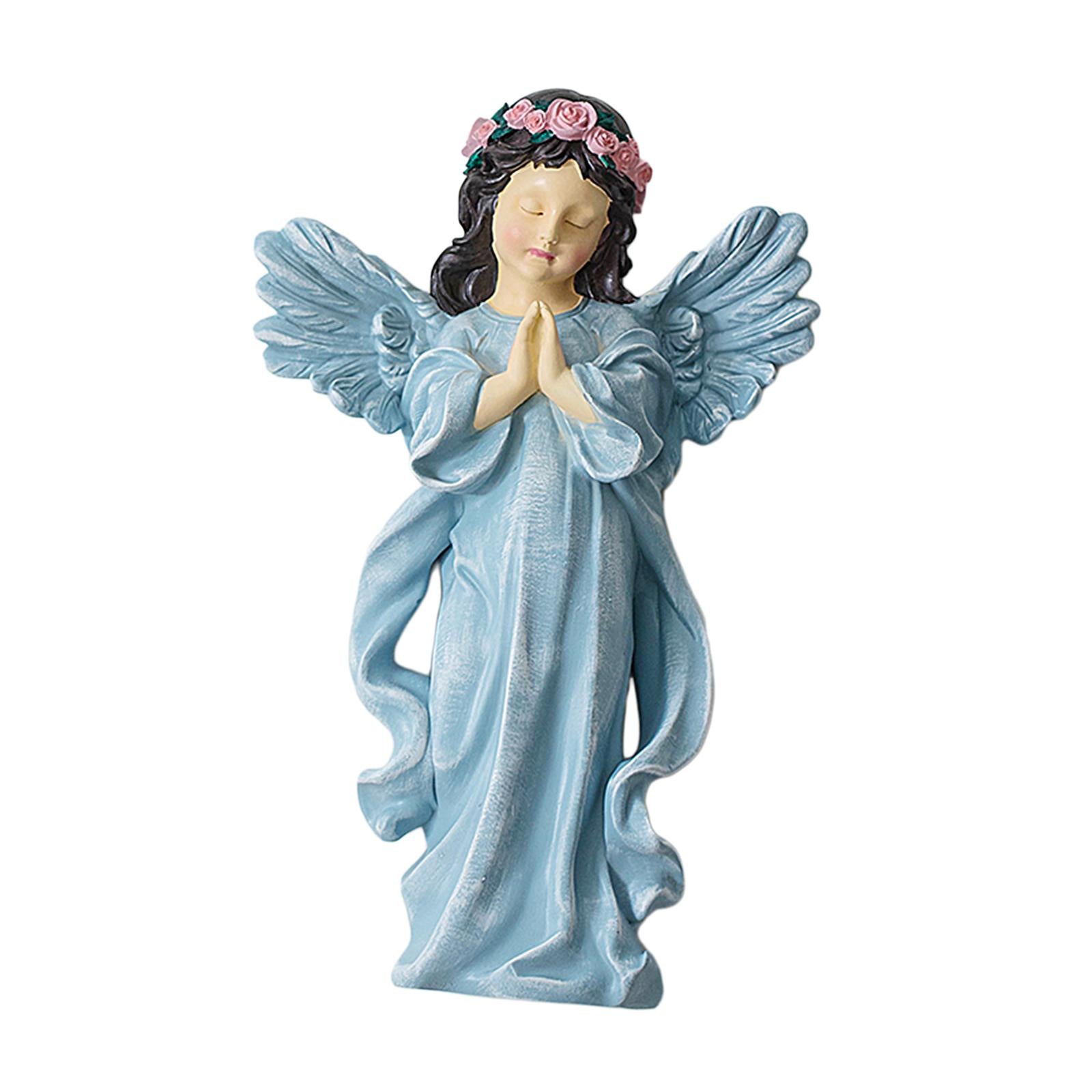 Angel Wall Sculpture Resin Cherub Statue for Sofa TV Background Home Bedroom Colorful