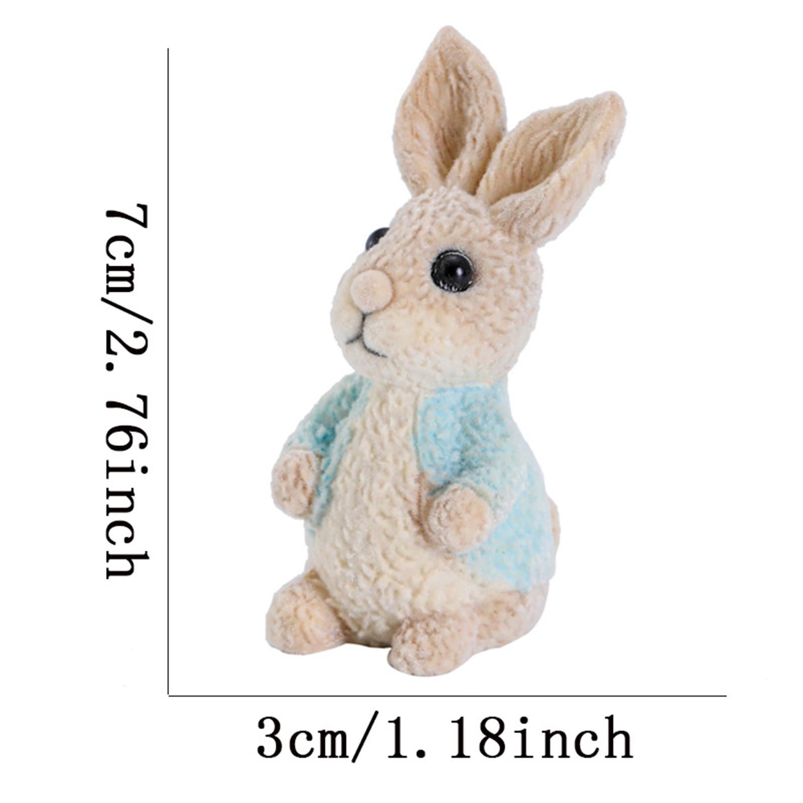Easter Bunny Rabbit Figurines DIY Easter Resin Rabbit Ornament for Farmhouse Blue