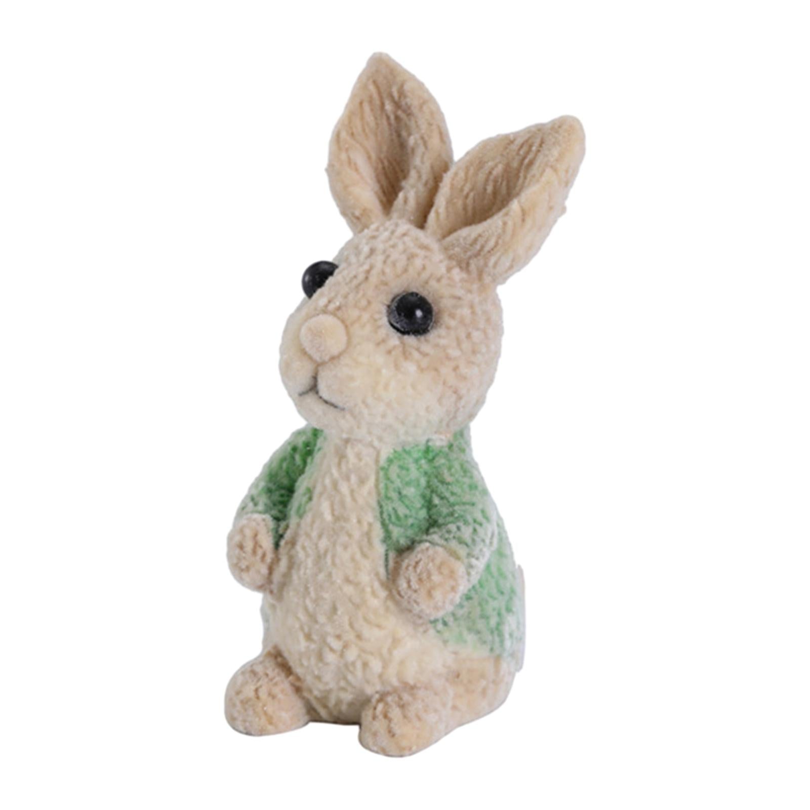 Easter Bunny Rabbit Figurines DIY Easter Resin Rabbit Ornament for Farmhouse Green