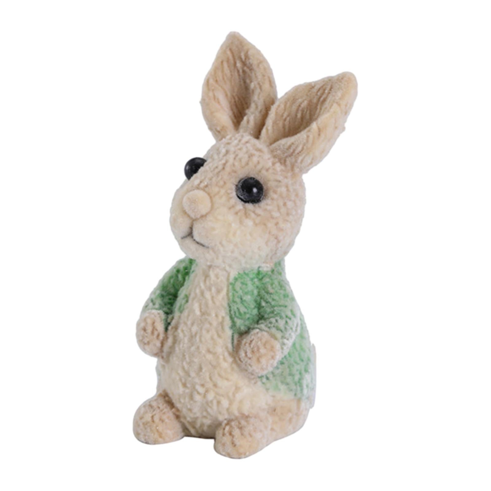 Easter Bunny Rabbit Figurines DIY Easter Resin Rabbit Ornament for Farmhouse Green