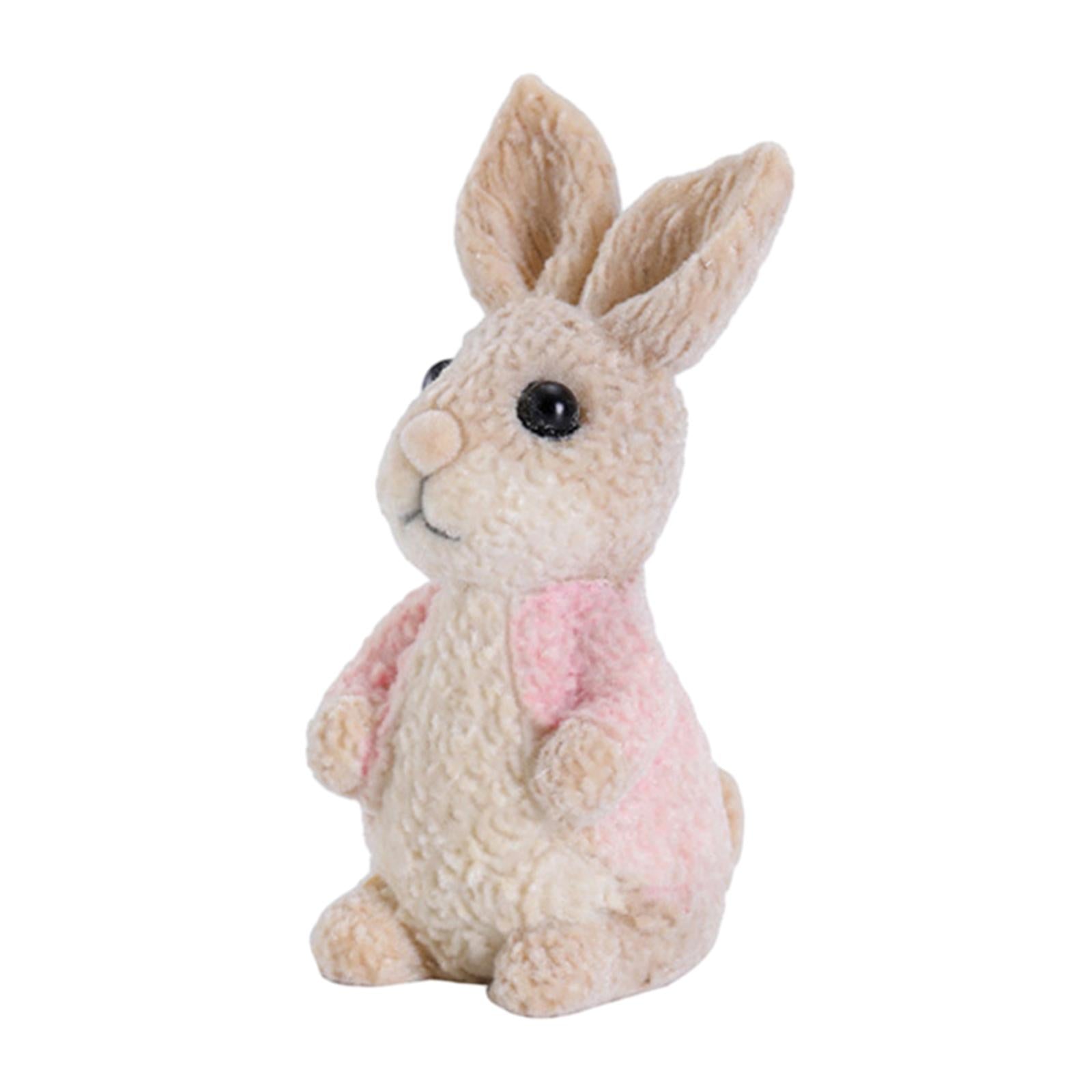 Easter Bunny Rabbit Figurines DIY Easter Resin Rabbit Ornament for Farmhouse Pink