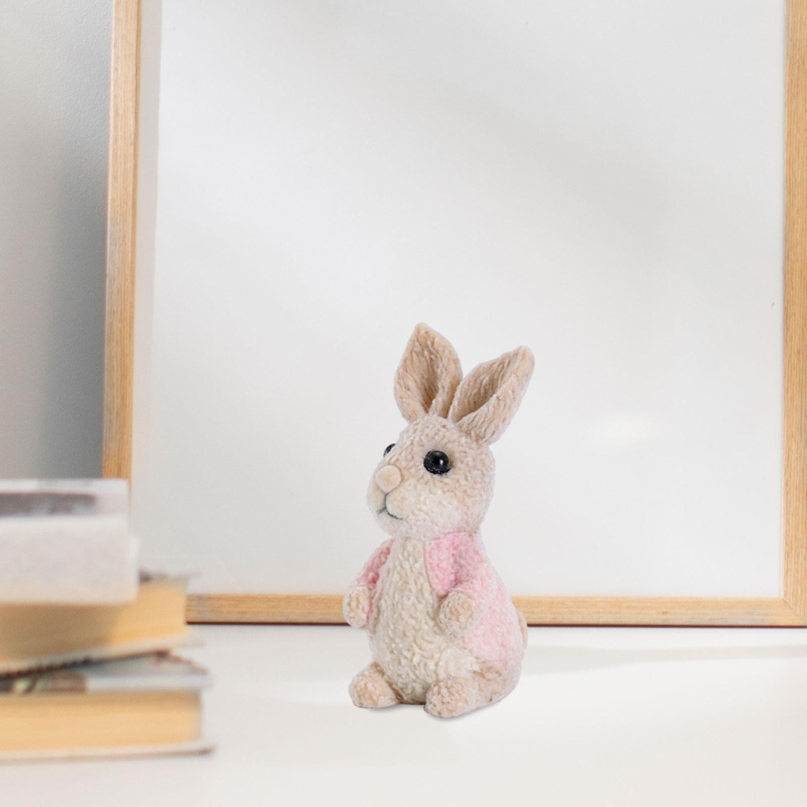 Easter Bunny Rabbit Figurines DIY Easter Resin Rabbit Ornament for Farmhouse Pink