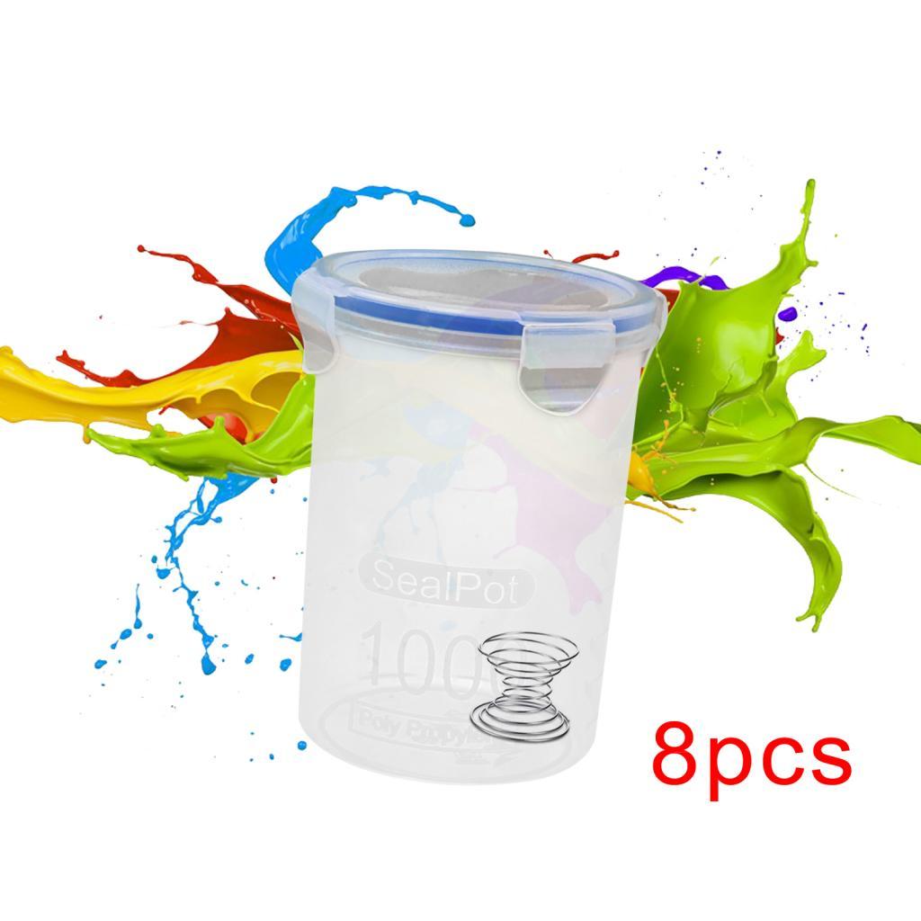 8x Paint Containers Durable 1000ml with Stainless Steel Mixing Ball Airtight