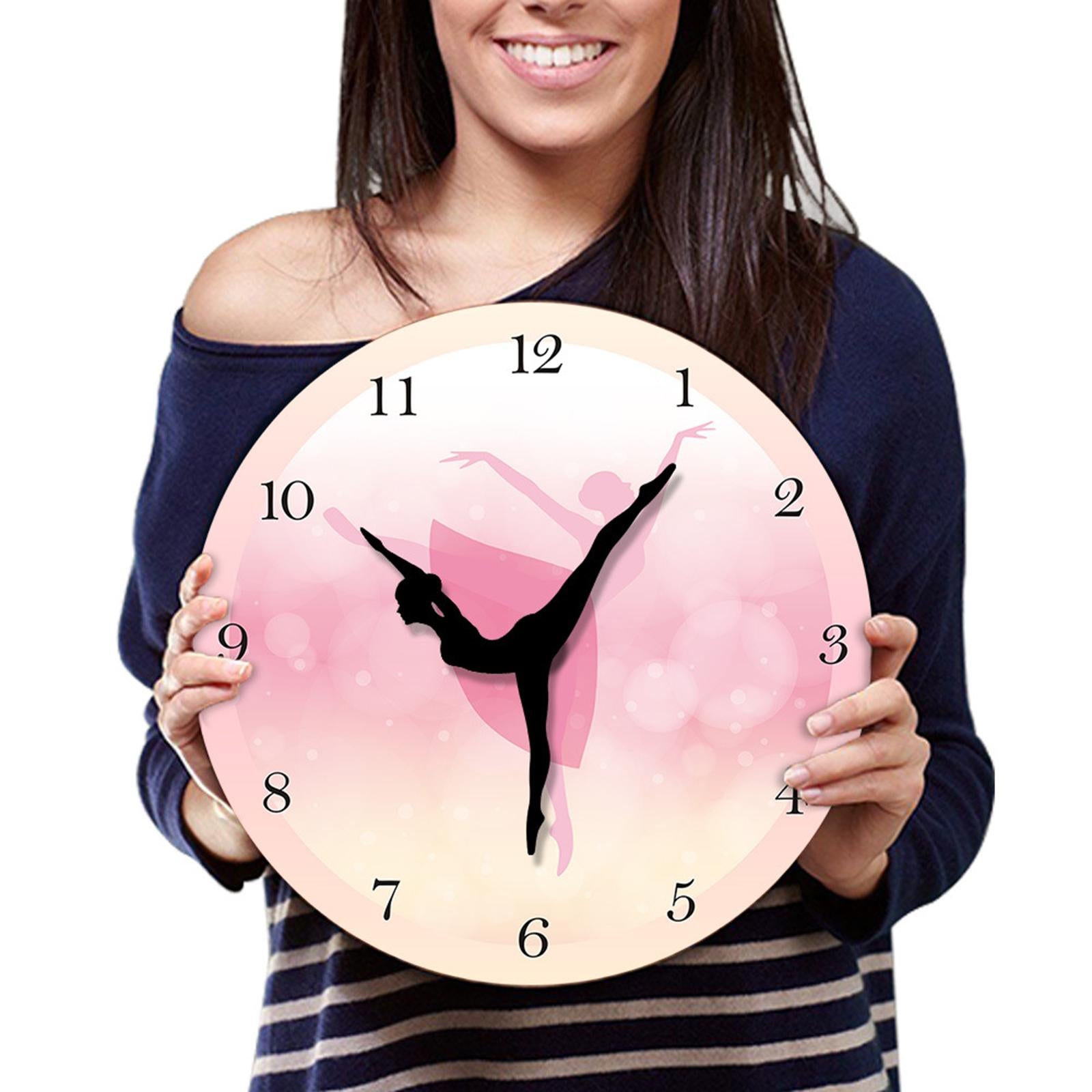 12inch Ballet Girl Wall Clock Decoration Battery Powered for Bedroom Stylish
