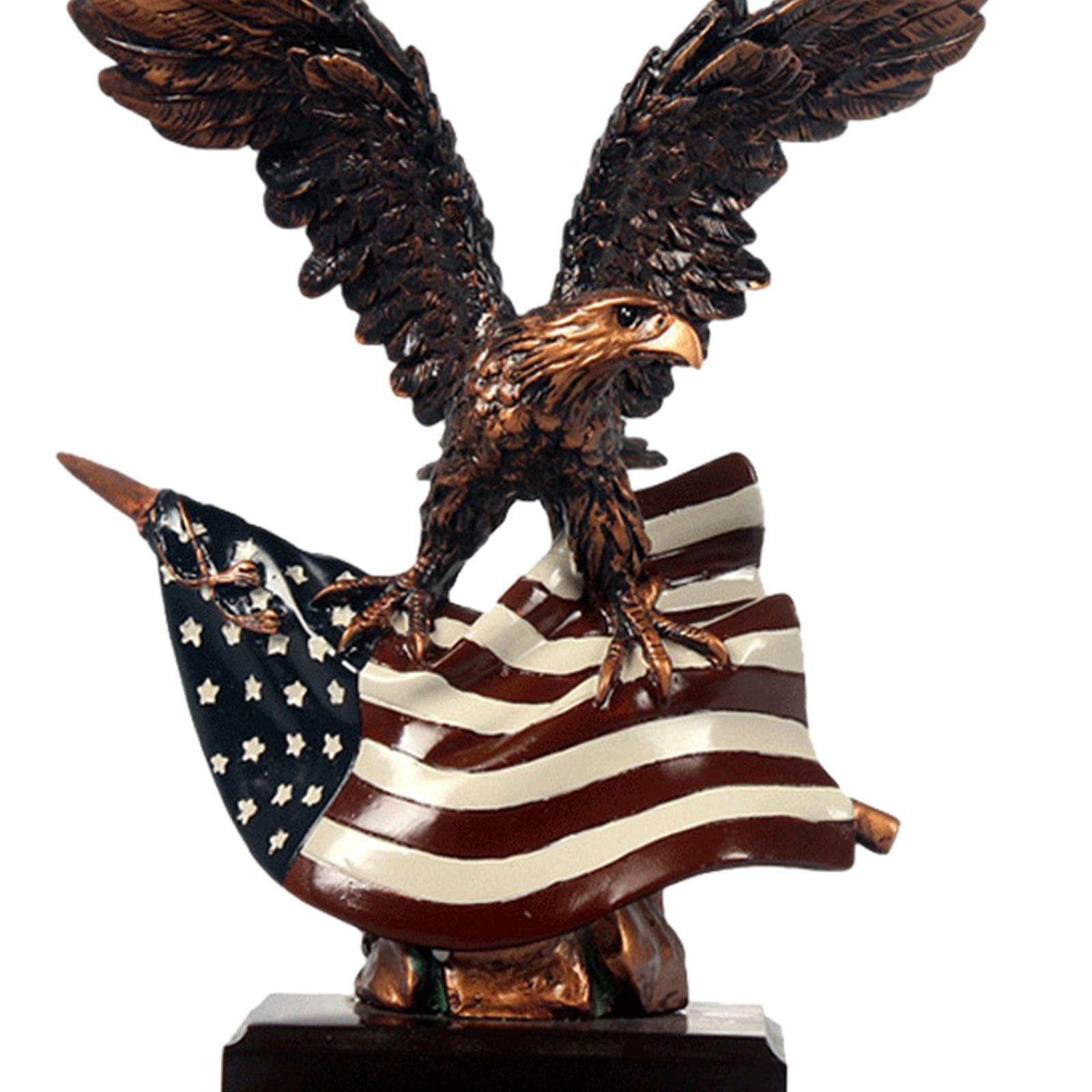 Eagle Sculpture with American Flag Modern Creative for Home Bookcase Bedroom