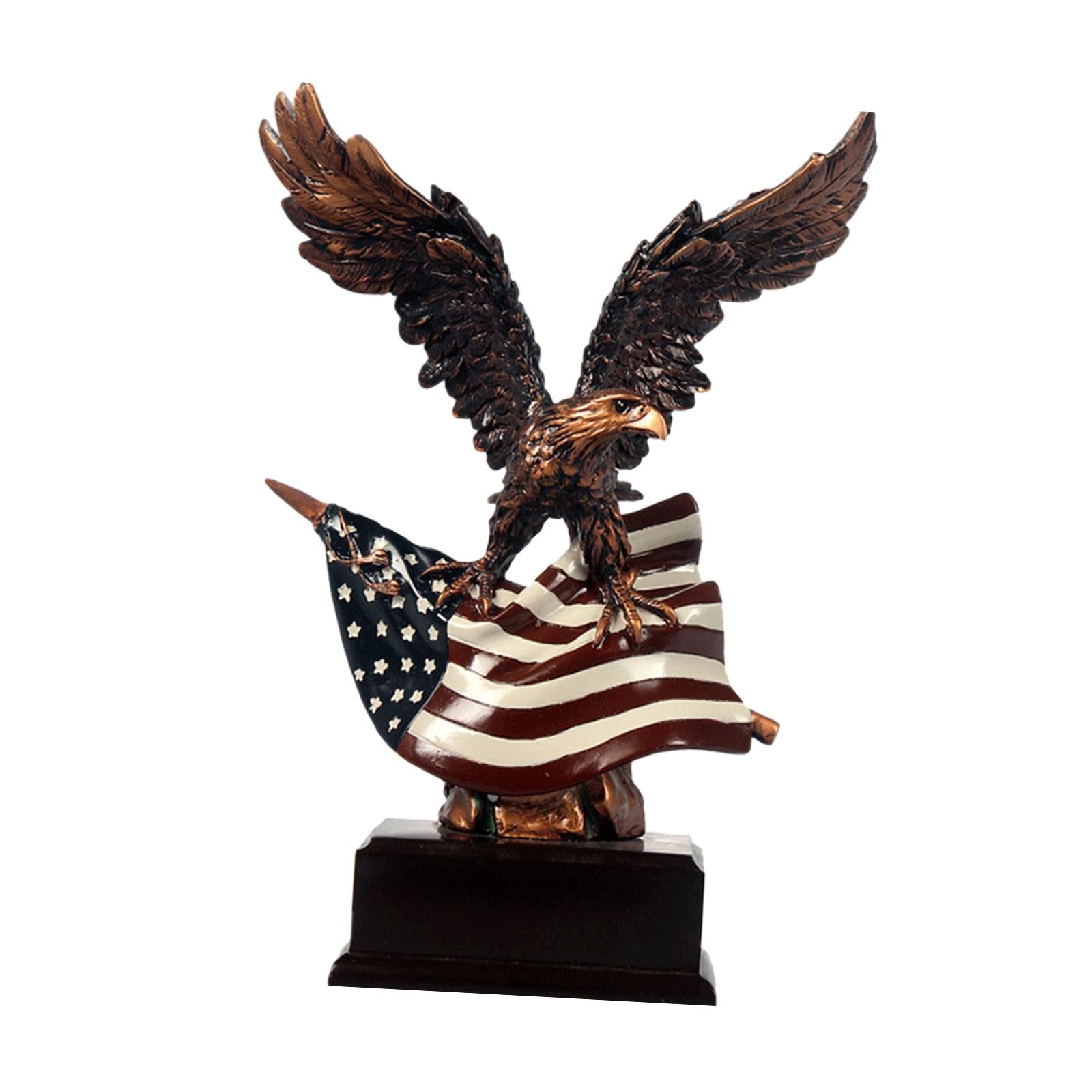 Eagle Sculpture with American Flag Modern Creative for Home Bookcase Bedroom