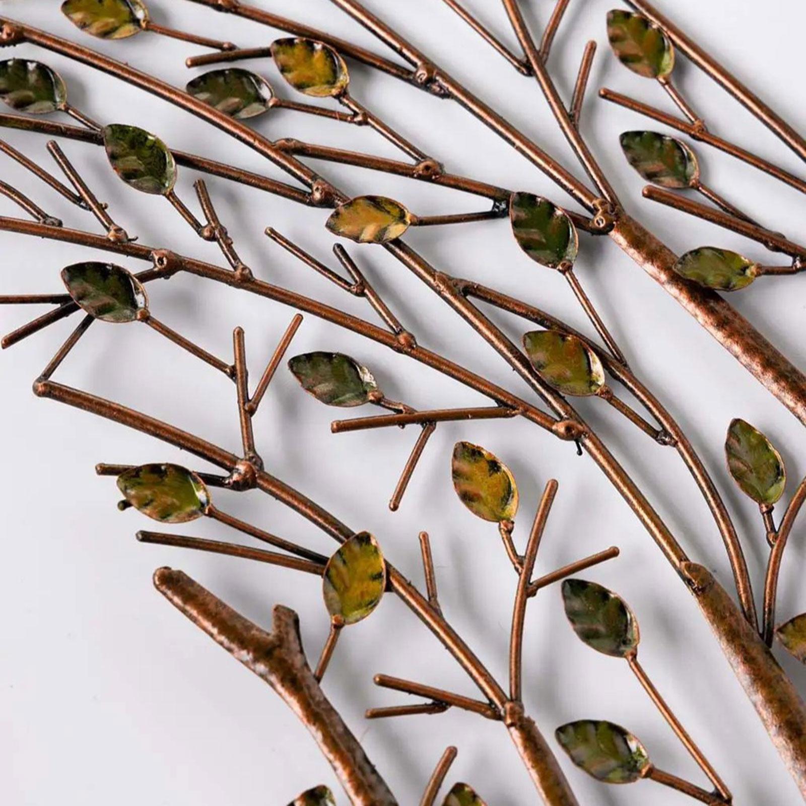Metal Hummingbird with Branch Leaves Wall Art for Living Room Restaurant Porch