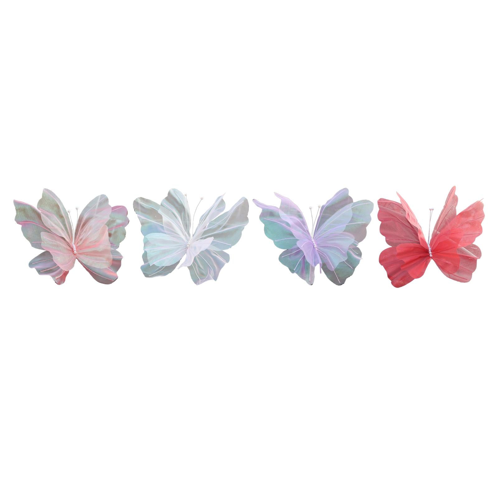 2xSilk Yarn Artificial Butterfly Giant Gauze Fake Butterfly for Wedding Crafts Pink