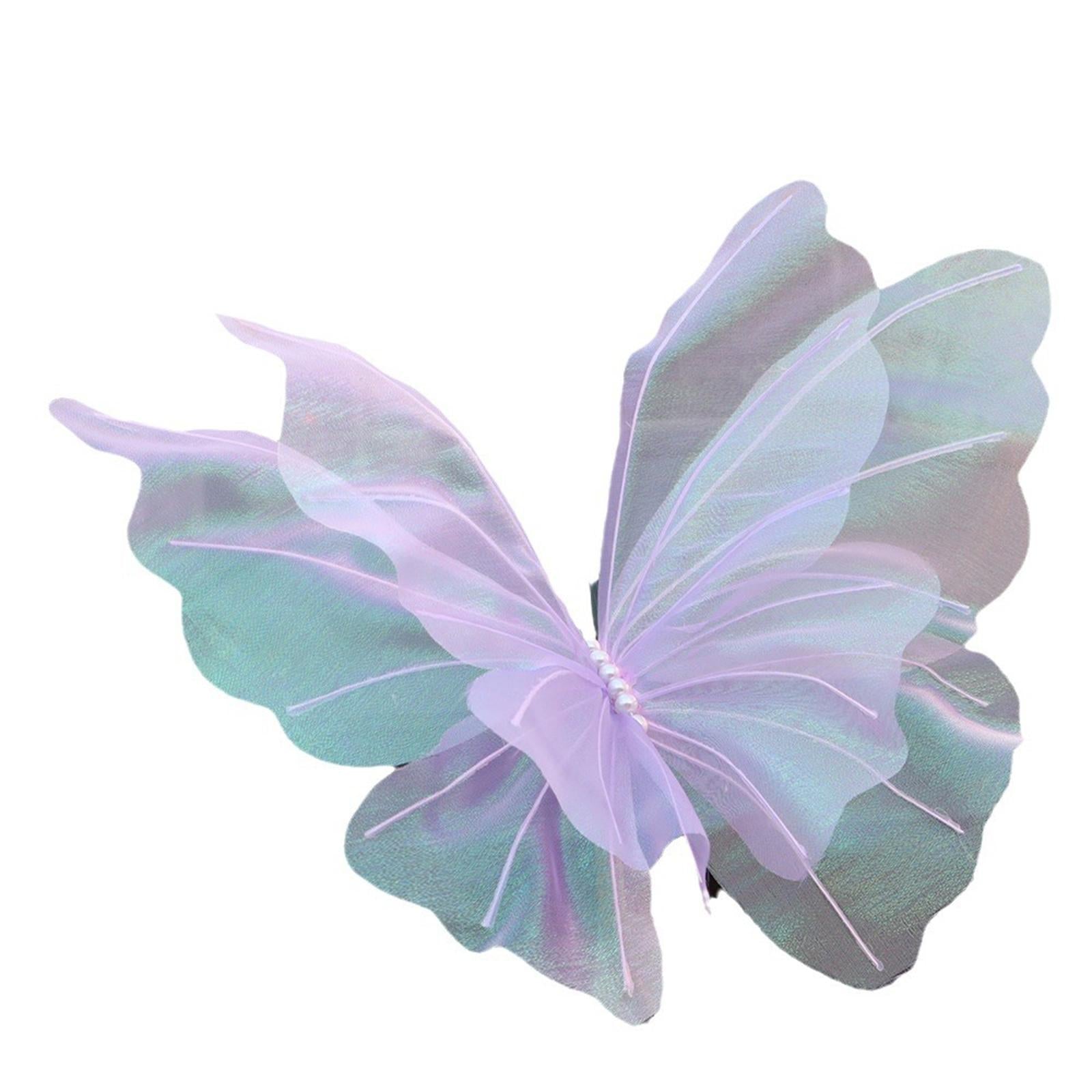 2xSilk Yarn Artificial Butterfly Giant Gauze Fake Butterfly for Wedding Crafts Pink
