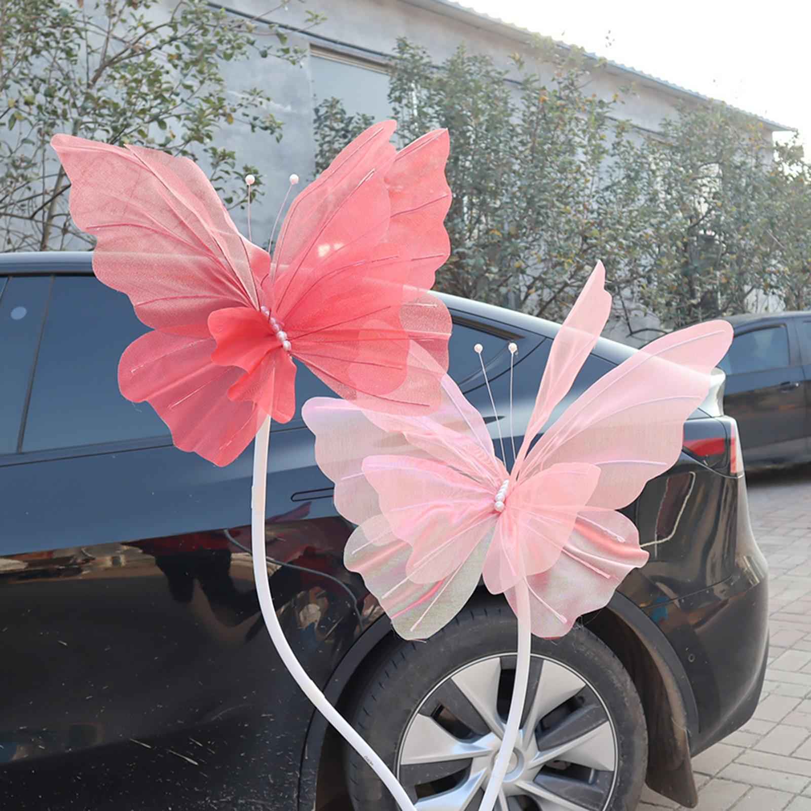 Silk Yarn Artificial Butterfly Giant Gauze Fake Butterfly for Wedding Crafts Red