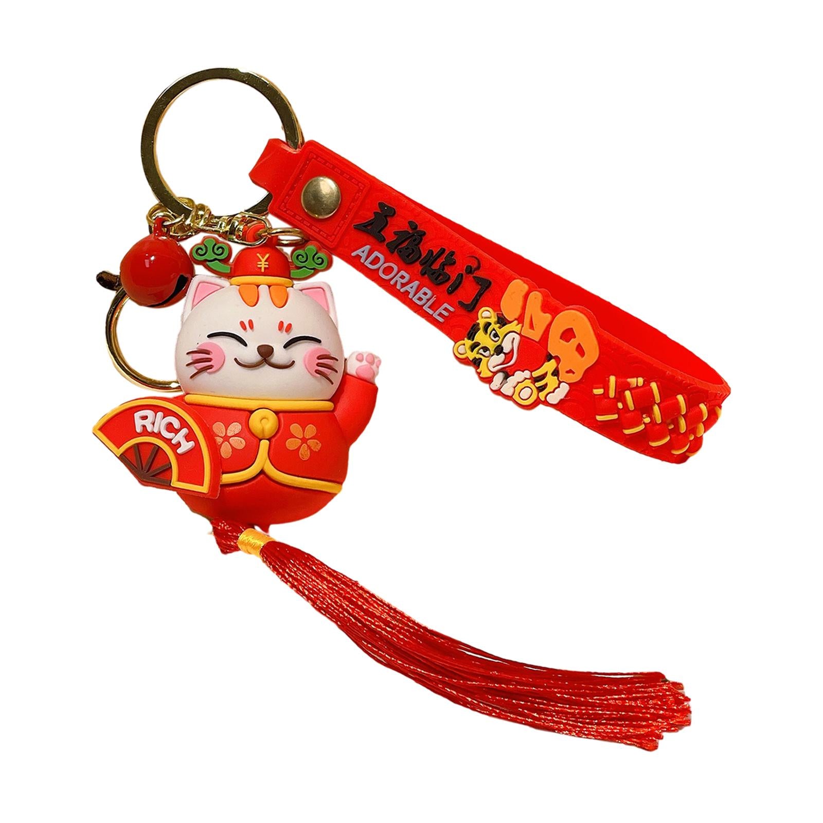 Lucky Cat Keychain Auspicious Birthday PVC Chinese Lunar New Year Decoration Style B