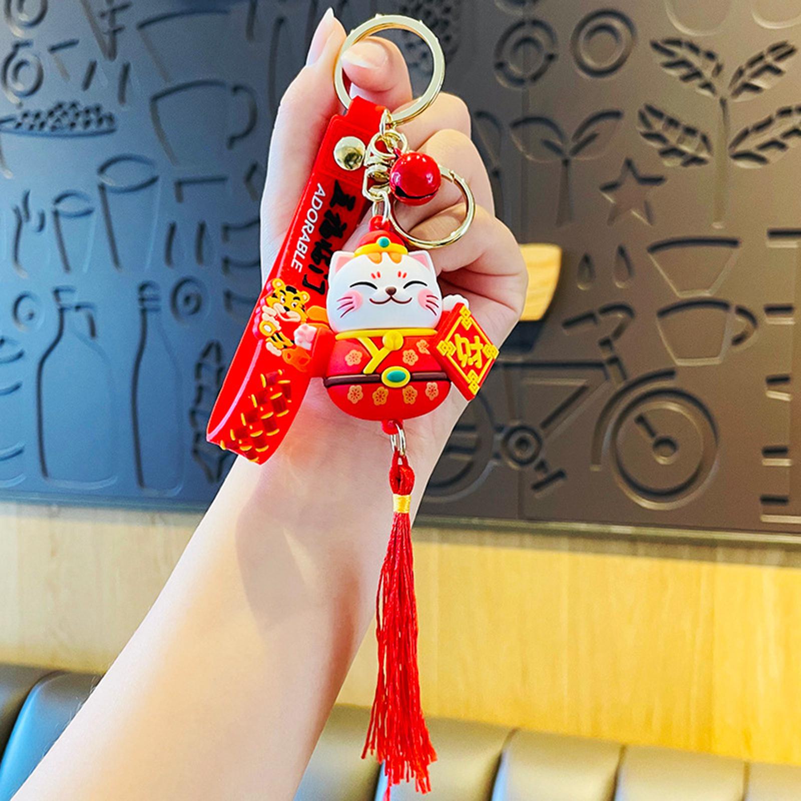 Lucky Cat Keychain Auspicious Birthday PVC Chinese Lunar New Year Decoration Style C