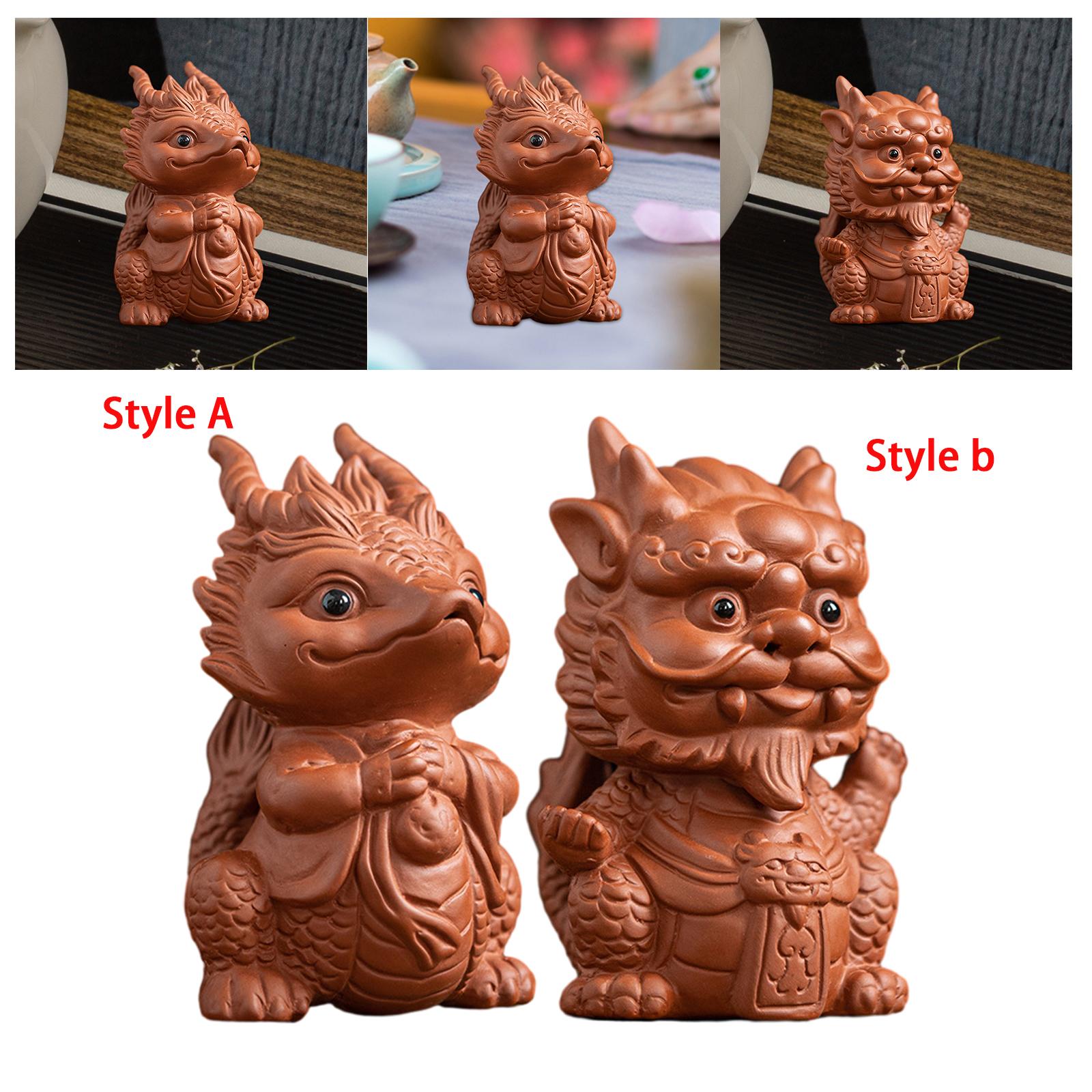 Chinese Dragon Tea Pet Miniature Statue Small Pixiu Statue for Table Stylish Style A