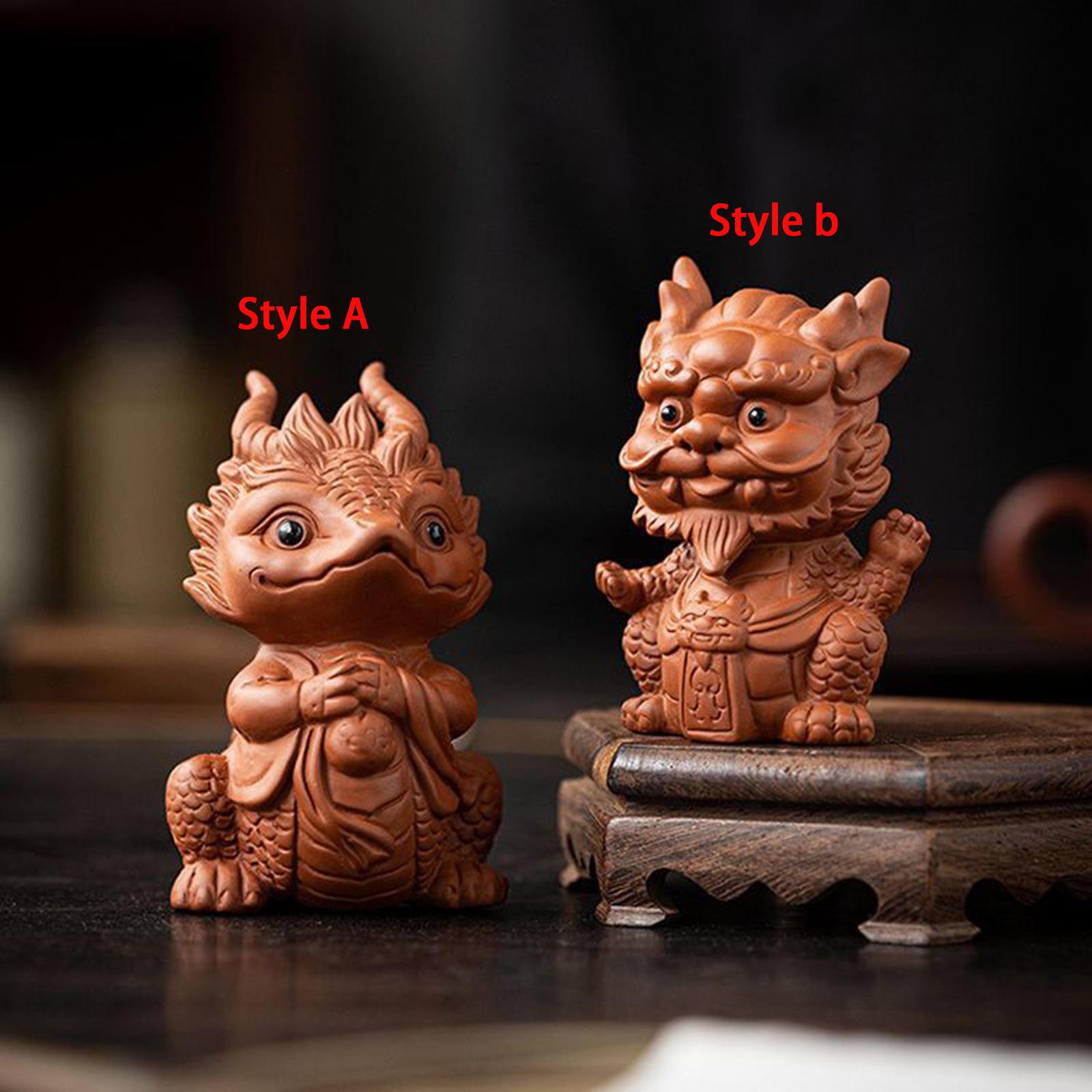 Chinese Dragon Tea Pet Miniature Statue Small Pixiu Statue for Table Stylish Style A
