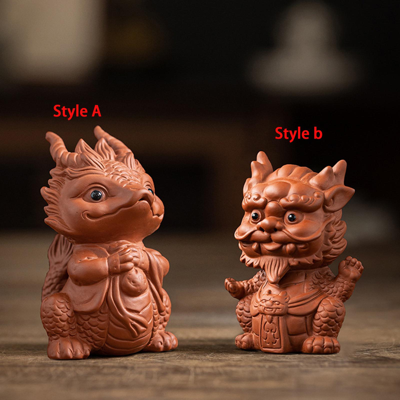 Chinese Dragon Tea Pet Miniature Statue Small Pixiu Statue for Table Stylish Style A
