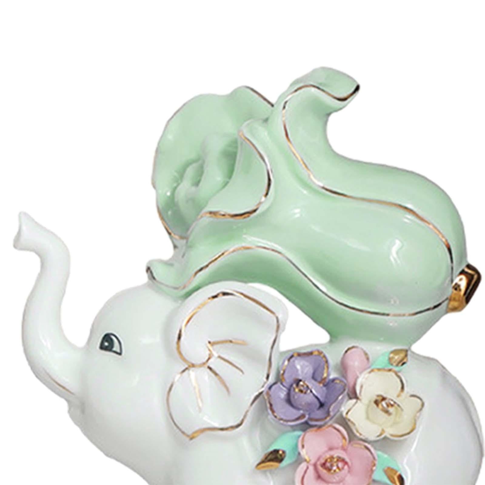 2 Pieces Elephant Statue Handicraft Gift Elephant Ornaments for Wedding Gift