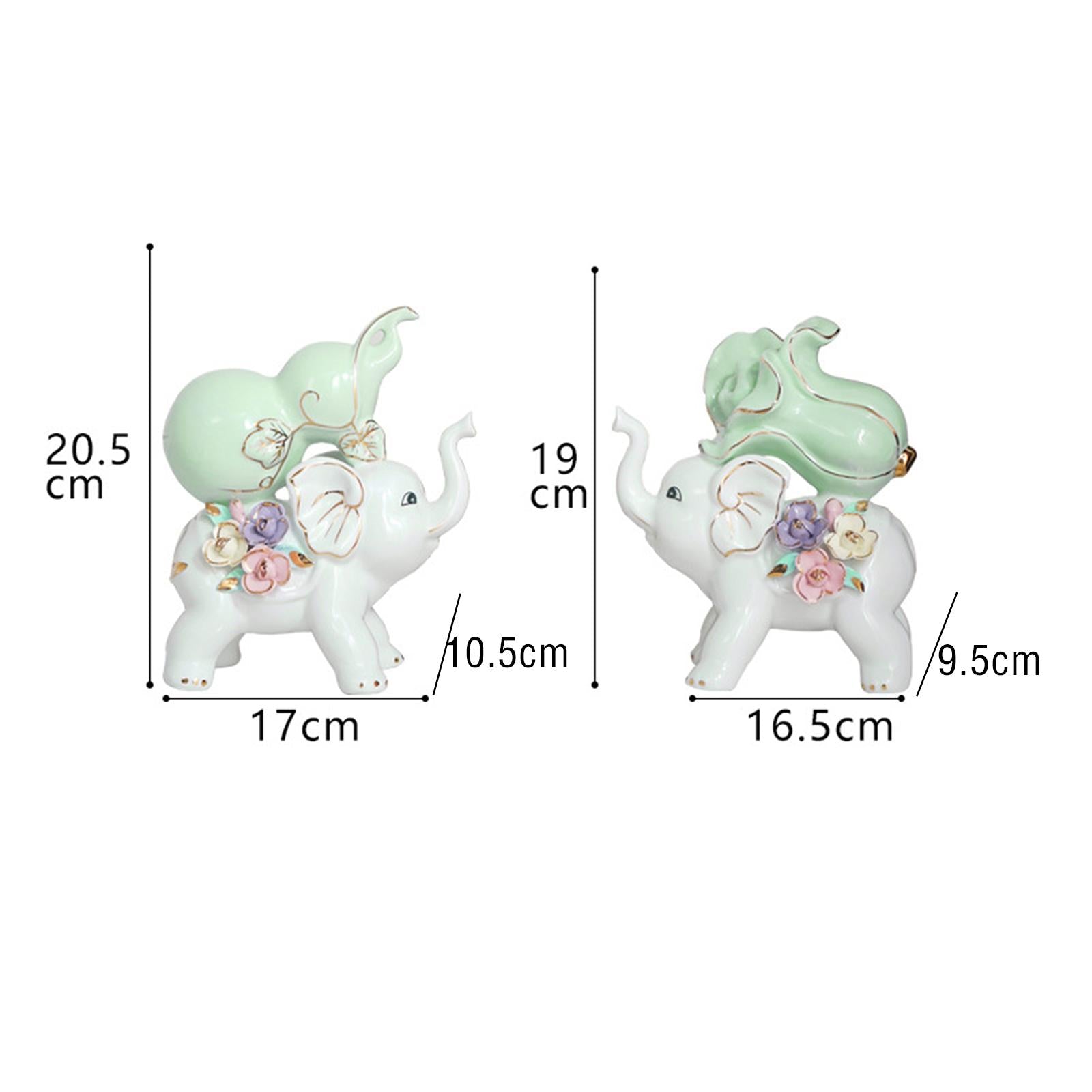 2 Pieces Elephant Statue Handicraft Gift Elephant Ornaments for Wedding Gift