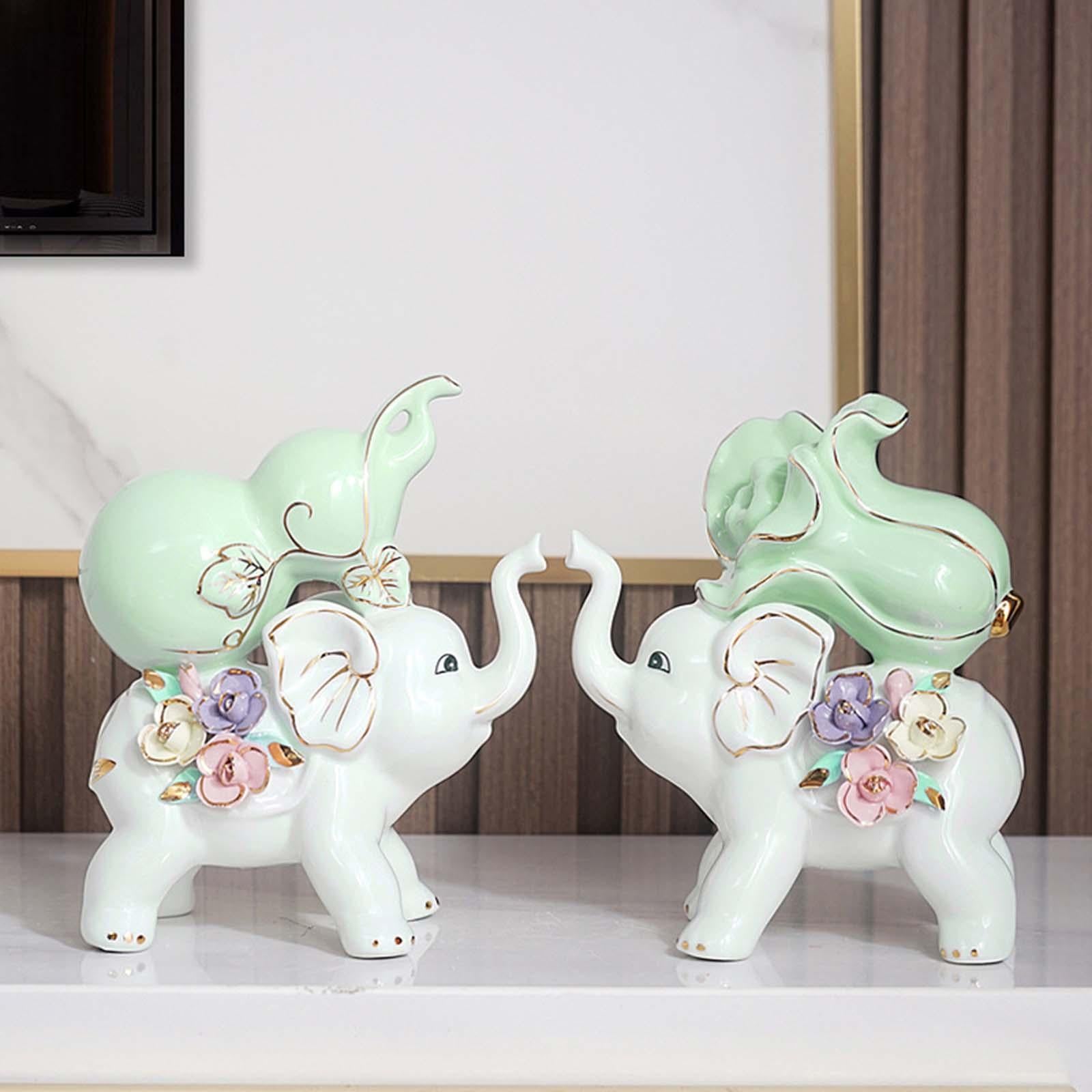 2 Pieces Elephant Statue Handicraft Gift Elephant Ornaments for Wedding Gift