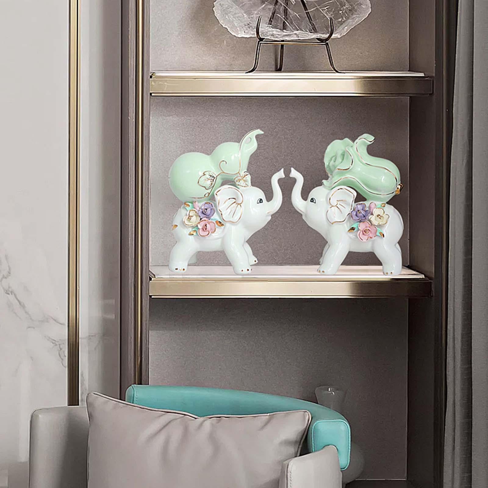 2 Pieces Elephant Statue Handicraft Gift Elephant Ornaments for Wedding Gift