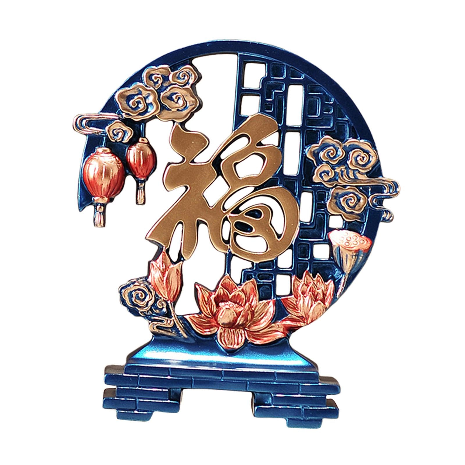 Fu Character Sculpture Desktop Decoration New Year Gifts Figure Resin Statue