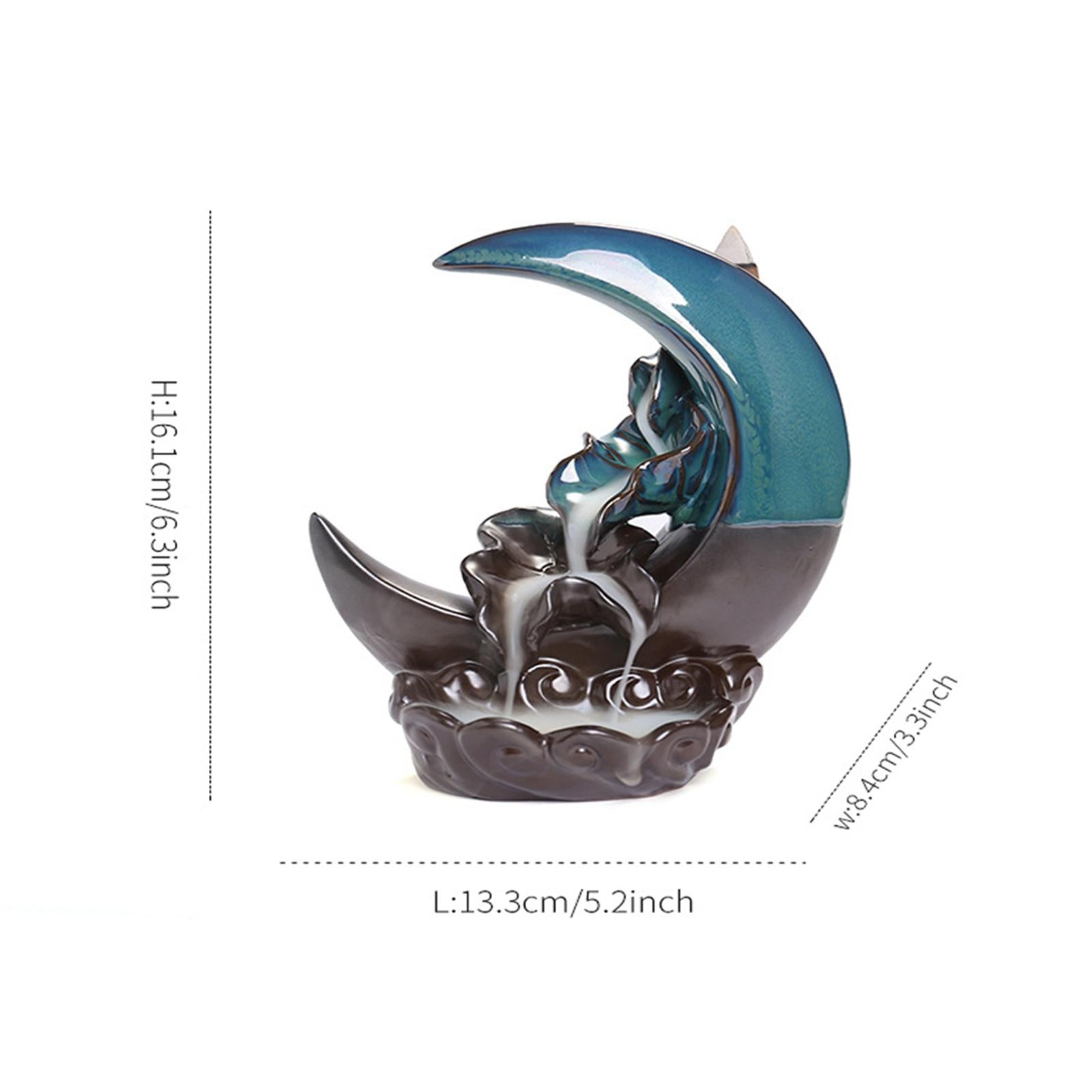 Ceramic Moon Backflow Incense Holder Multipurpose Home Decor for Living Room