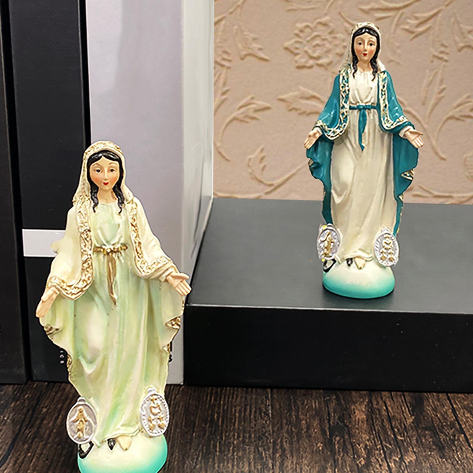 Catholic Virgin Mary Figurine Sculpture Religious Gift Exquisite Resin Craft Beige