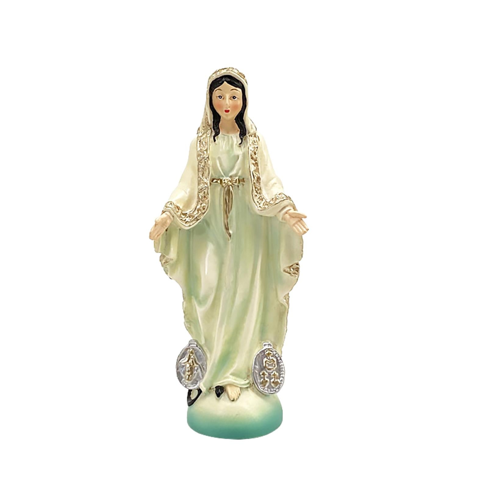 Catholic Virgin Mary Figurine Sculpture Religious Gift Exquisite Resin Craft Beige