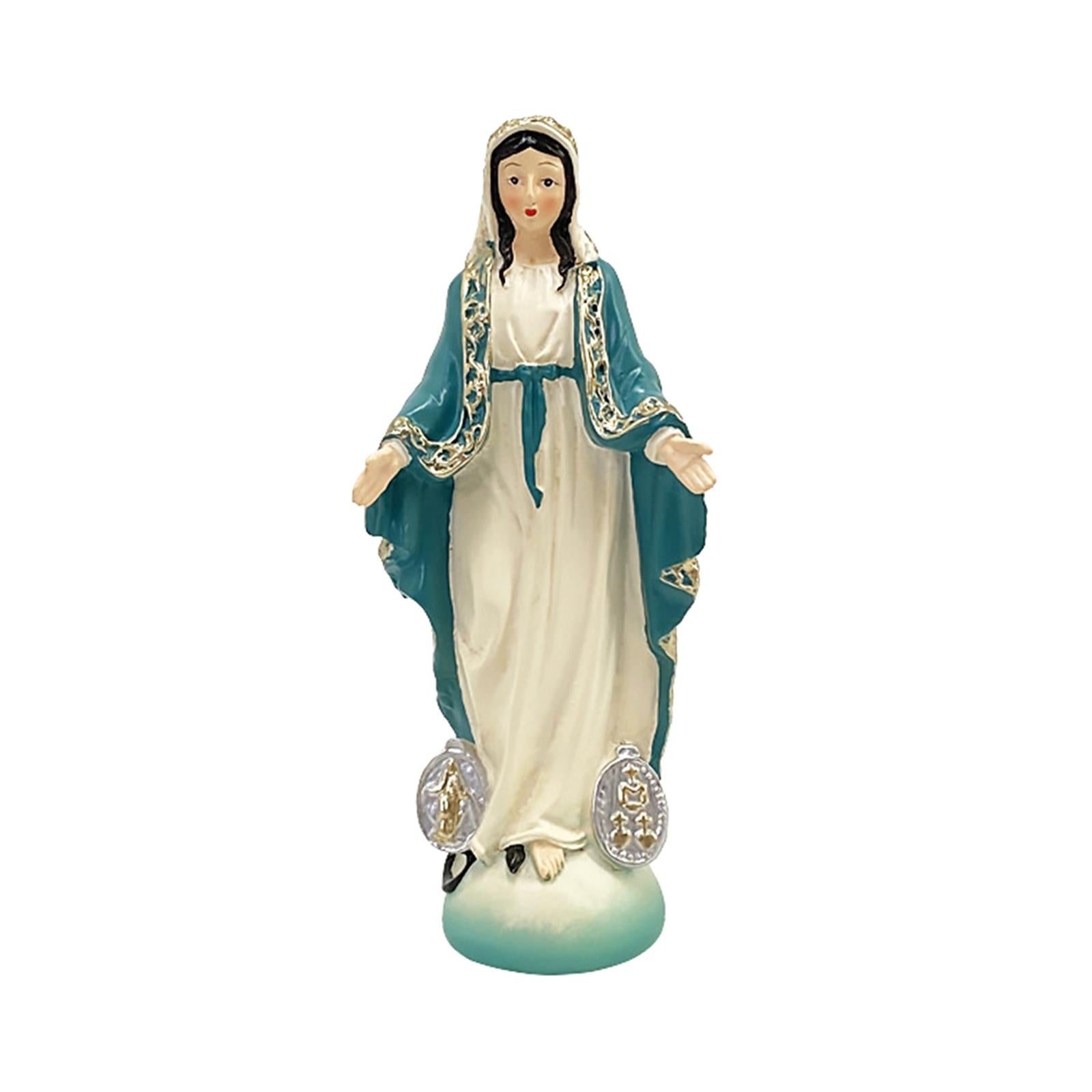 Catholic Virgin Mary Figurine Sculpture Religious Gift Exquisite Resin Craft Blue