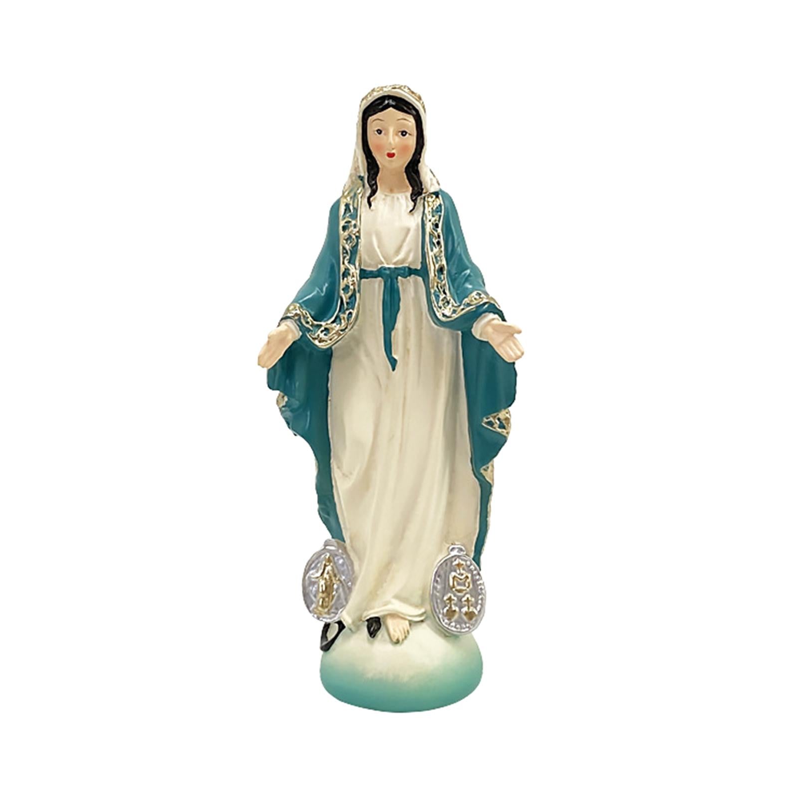 Catholic Virgin Mary Figurine Sculpture Religious Gift Exquisite Resin Craft Blue