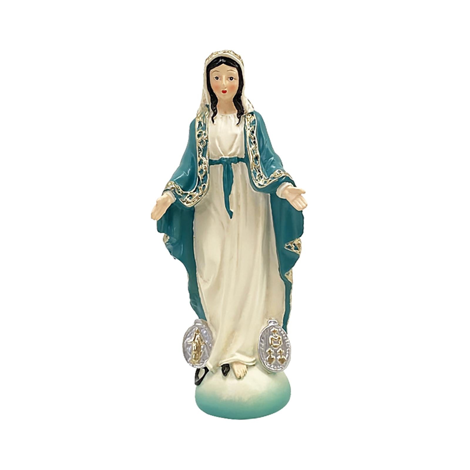 Catholic Virgin Mary Figurine Sculpture Religious Gift Exquisite Resin Craft Blue