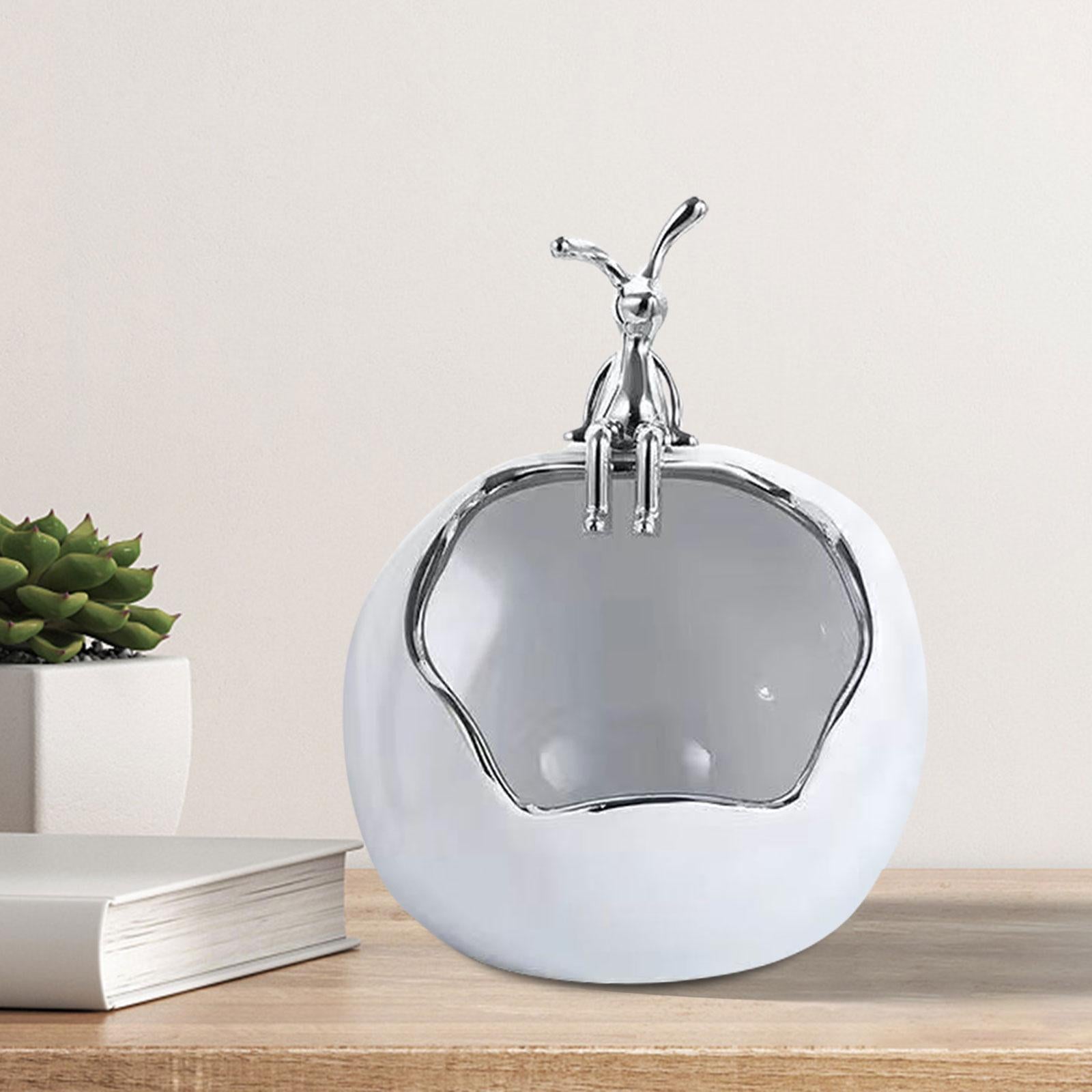 Rabbit Storage Box Statue for Desktop Apartment Decoration Entrance Corridor Sitting white