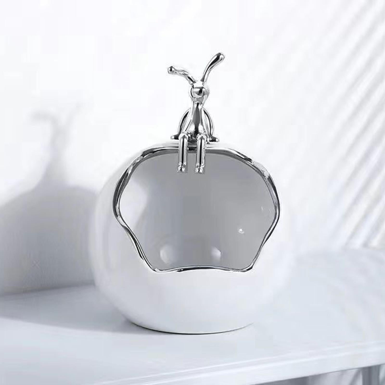 Rabbit Storage Box Statue for Desktop Apartment Decoration Entrance Corridor Sitting white